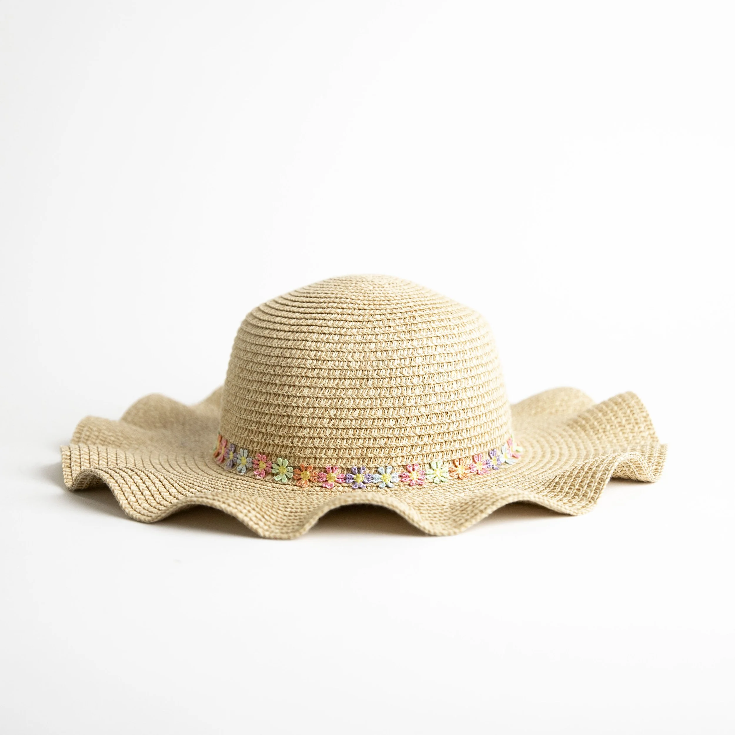 Cream Sunhat With Floral Accent