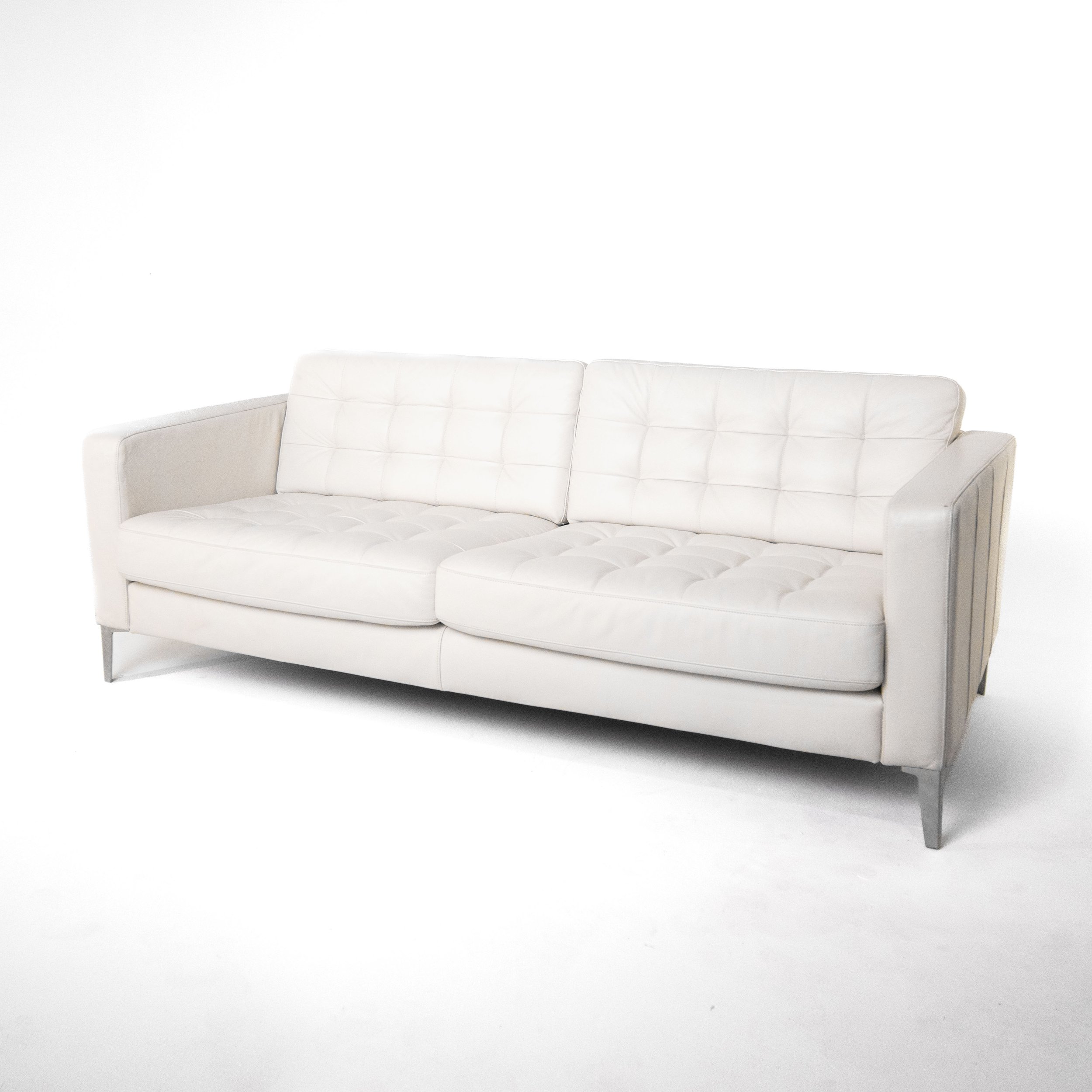White Leather Upholstered Sofa