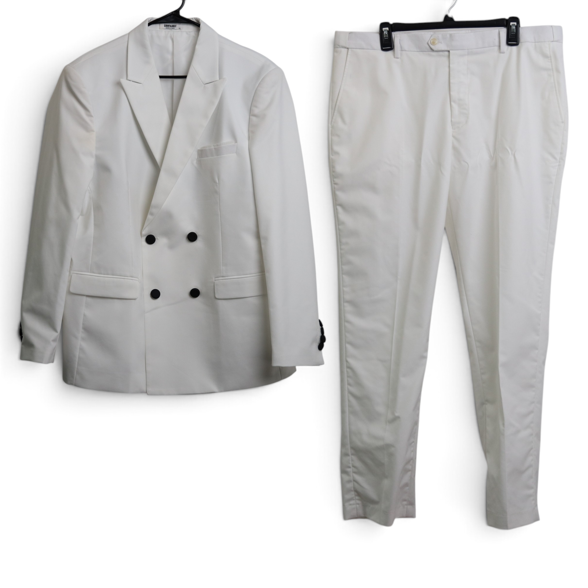 Ivory Suit Set With Black Button Detail