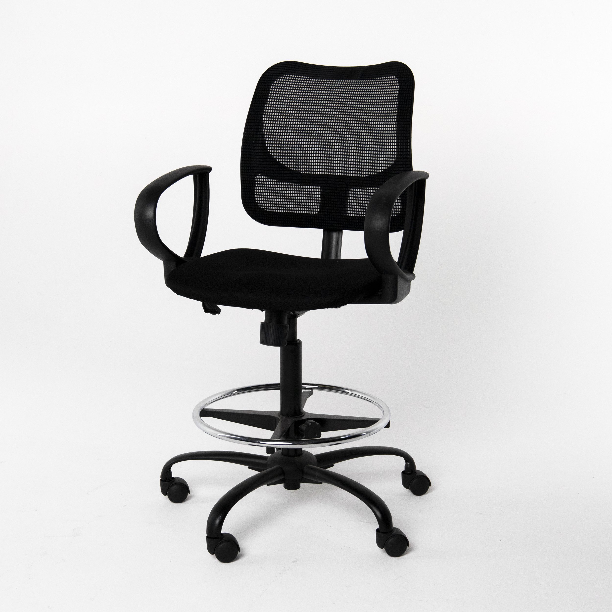 Black Desk Chair with Metal Footrest