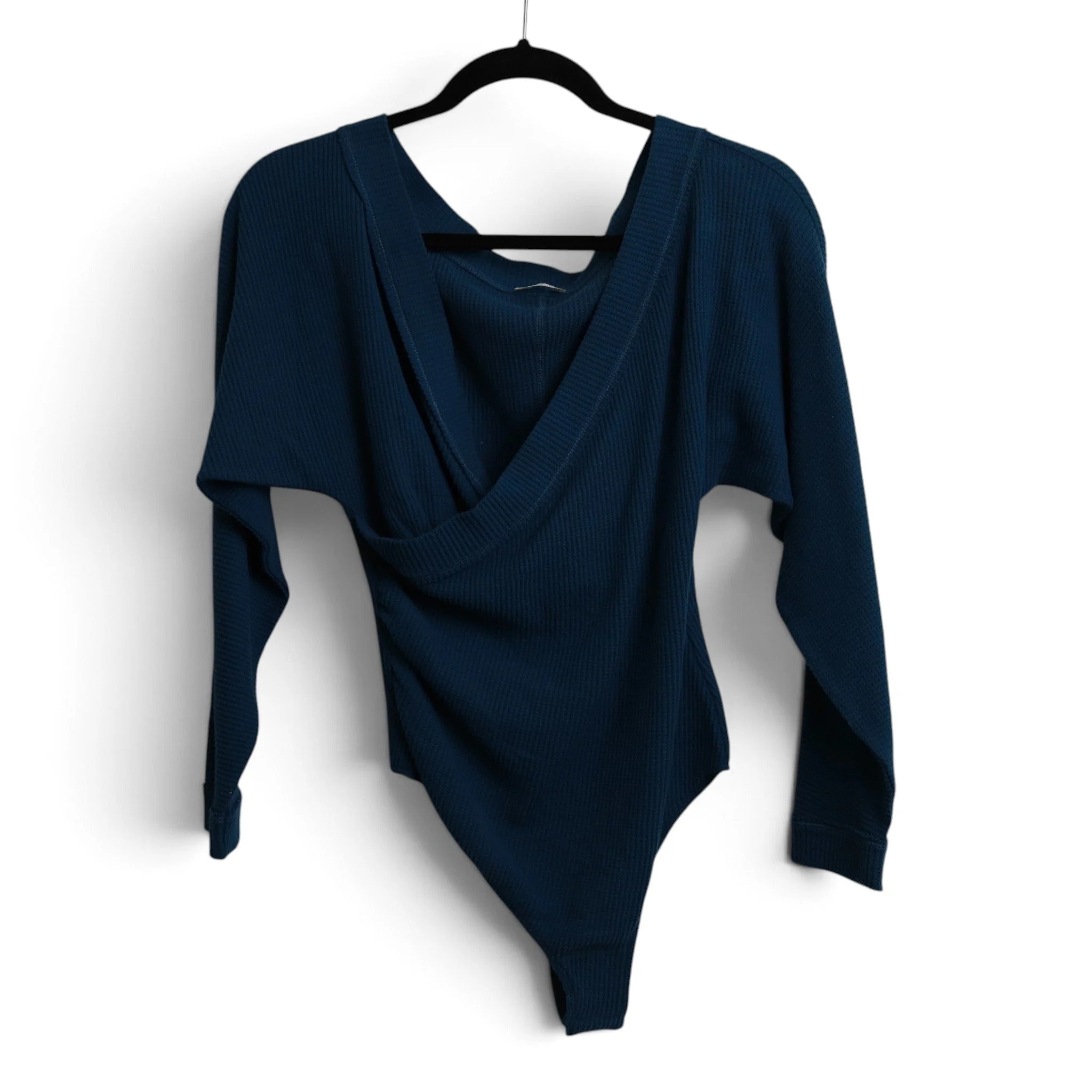 Blue Long Sleeve Bodysuit With Wrap