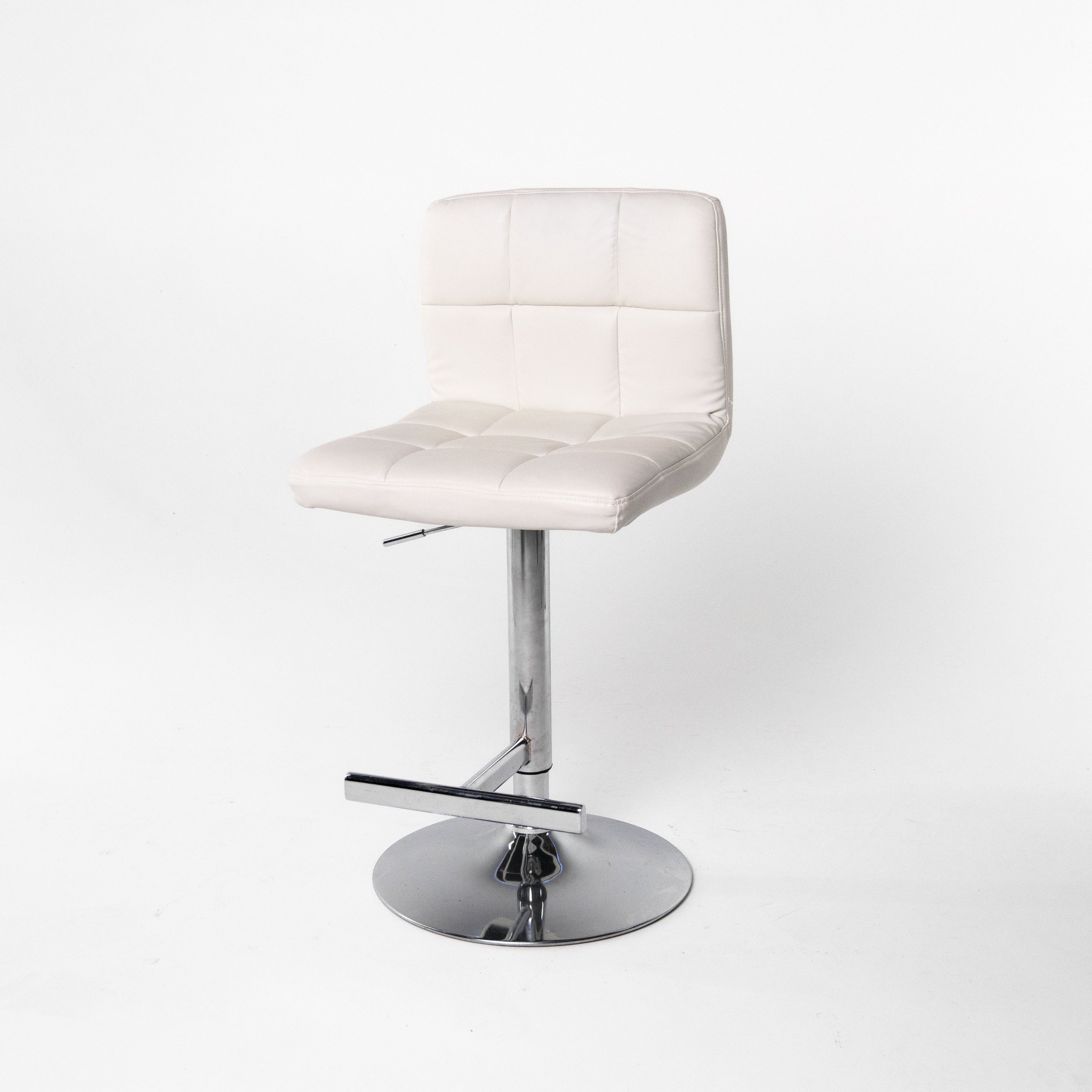 White Upholstered Leather Barstool