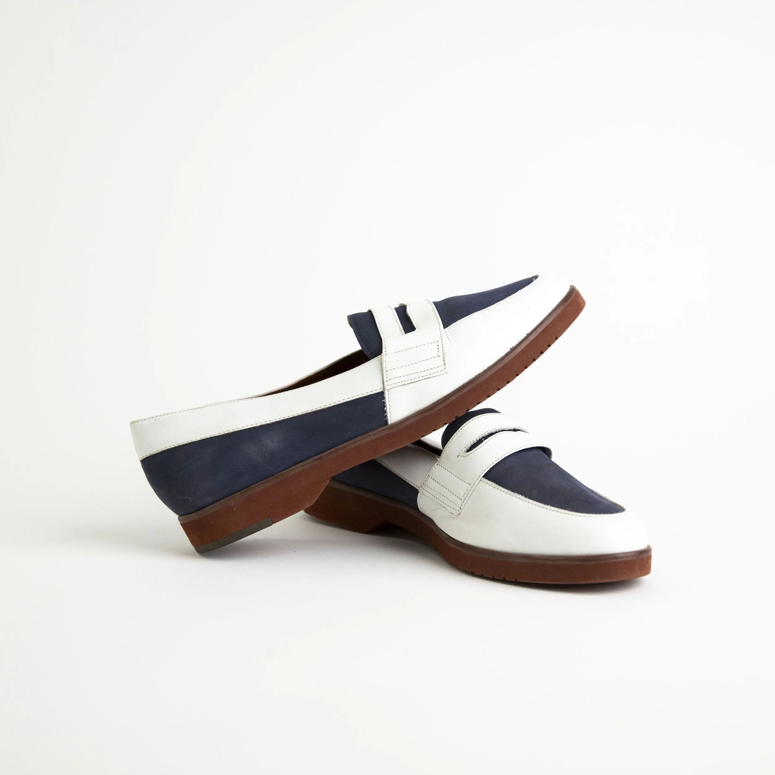 Navy And White Loafers