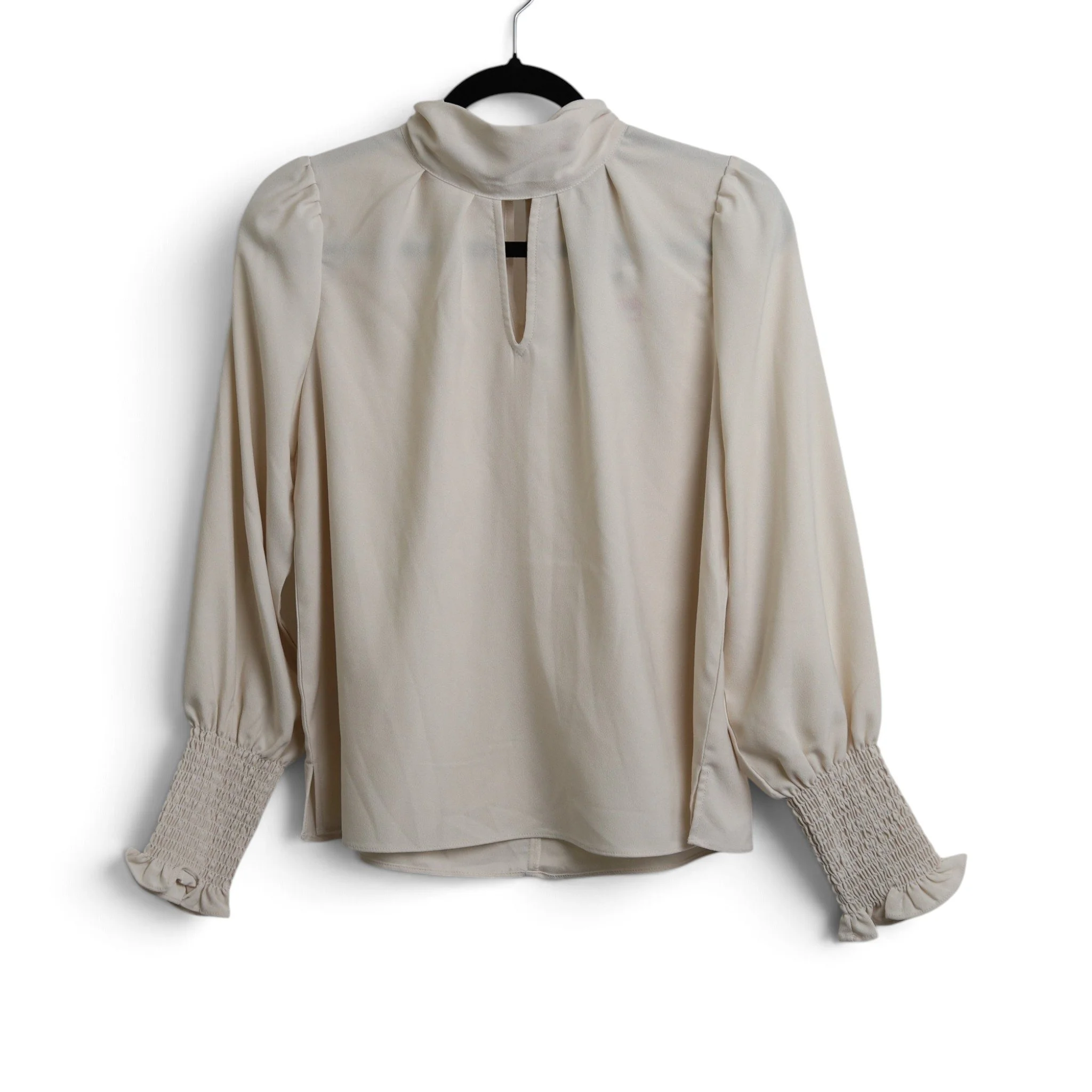 Cream Blouse With Ruched Sleeve Accent