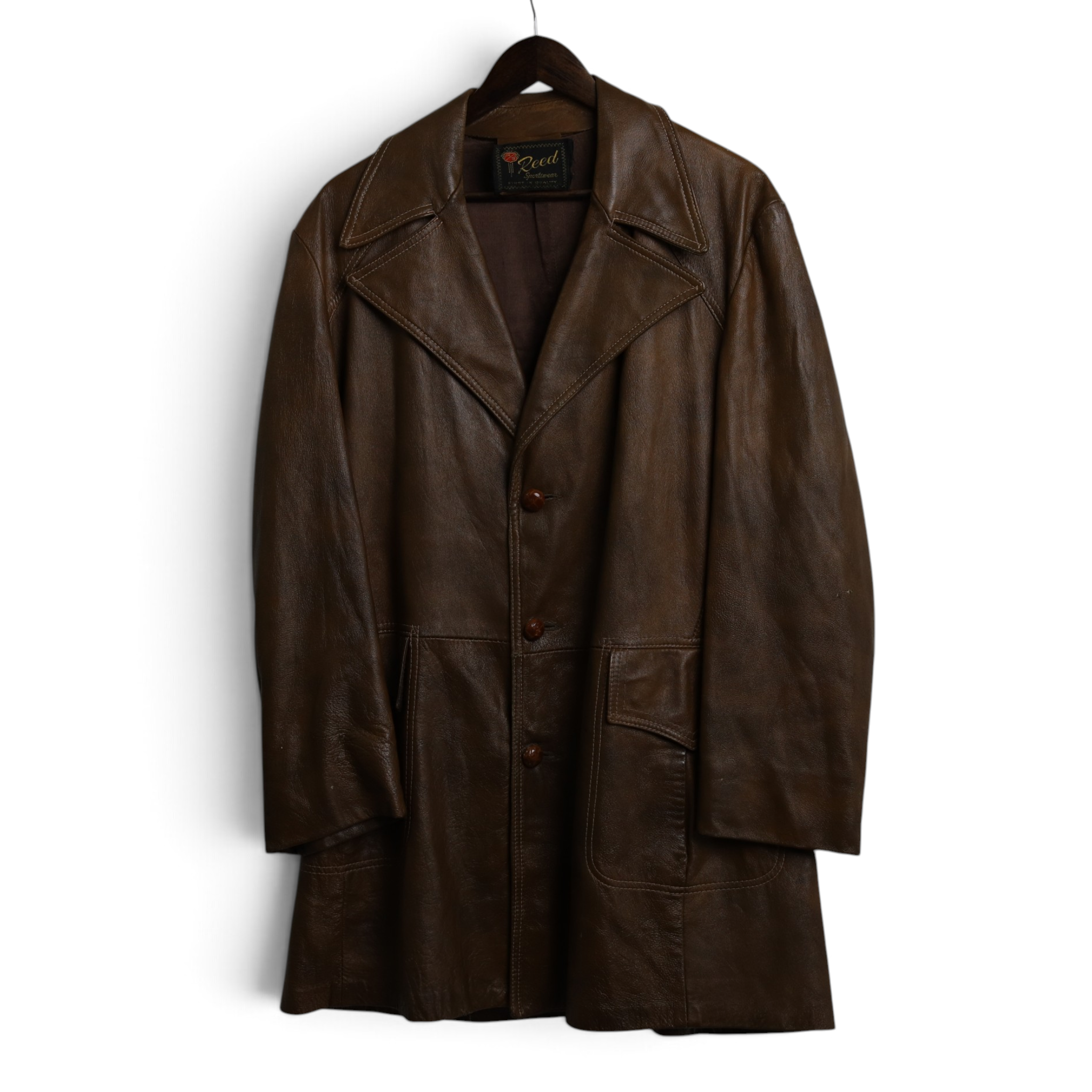 Vintage Brown Leather Trench Coat