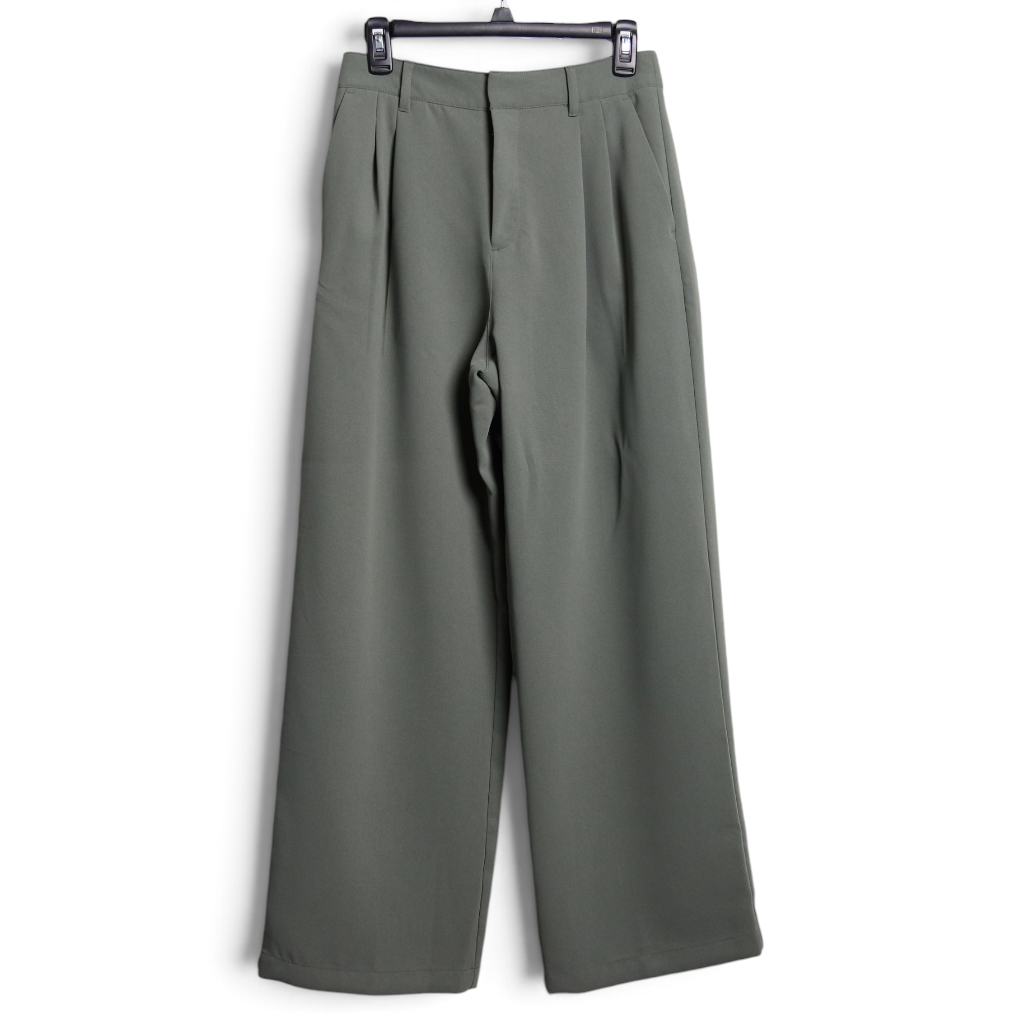 Sage Green Wide Leg Pleated Dress Pants