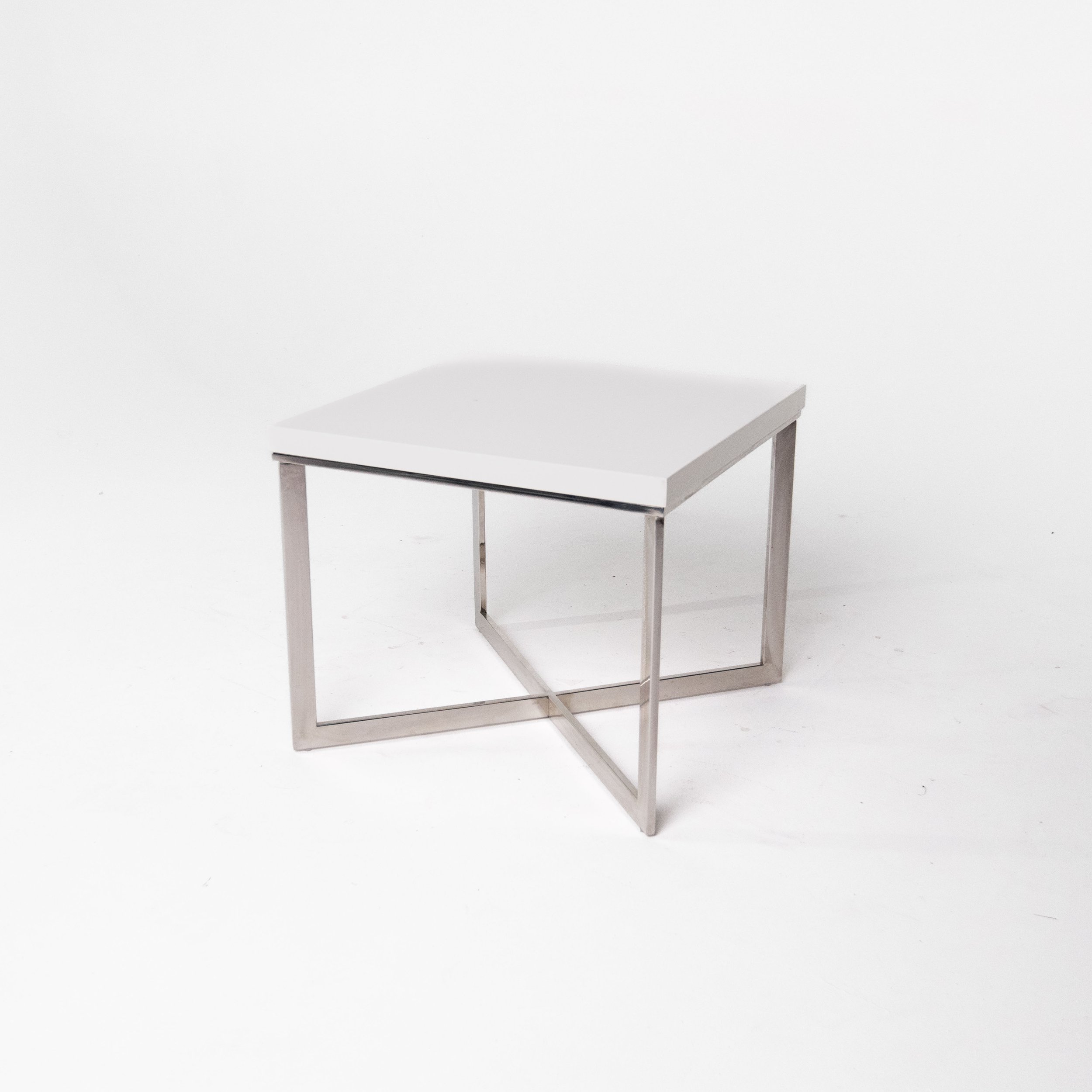White and Metal End Table
