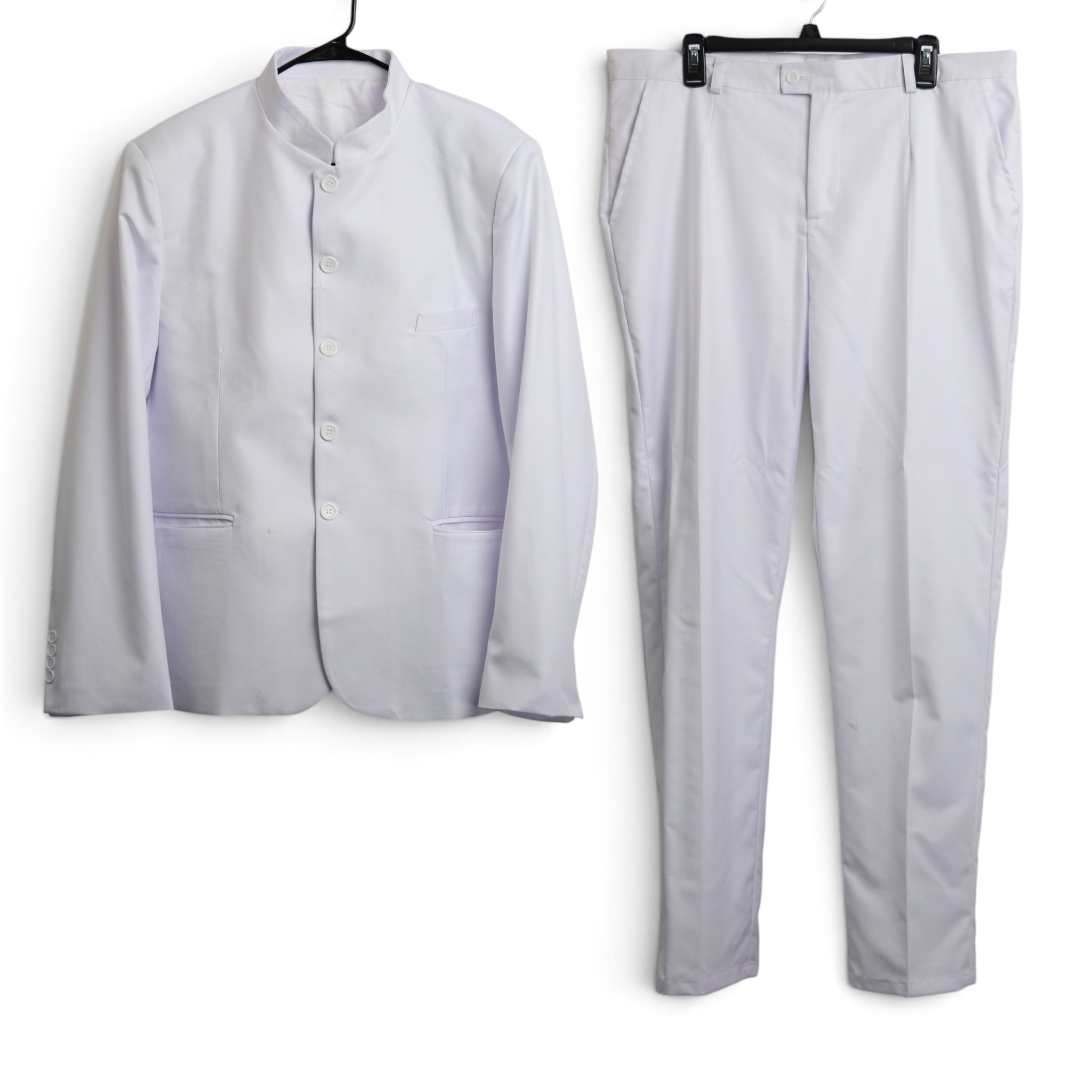 White Suit Set With White Button Detail