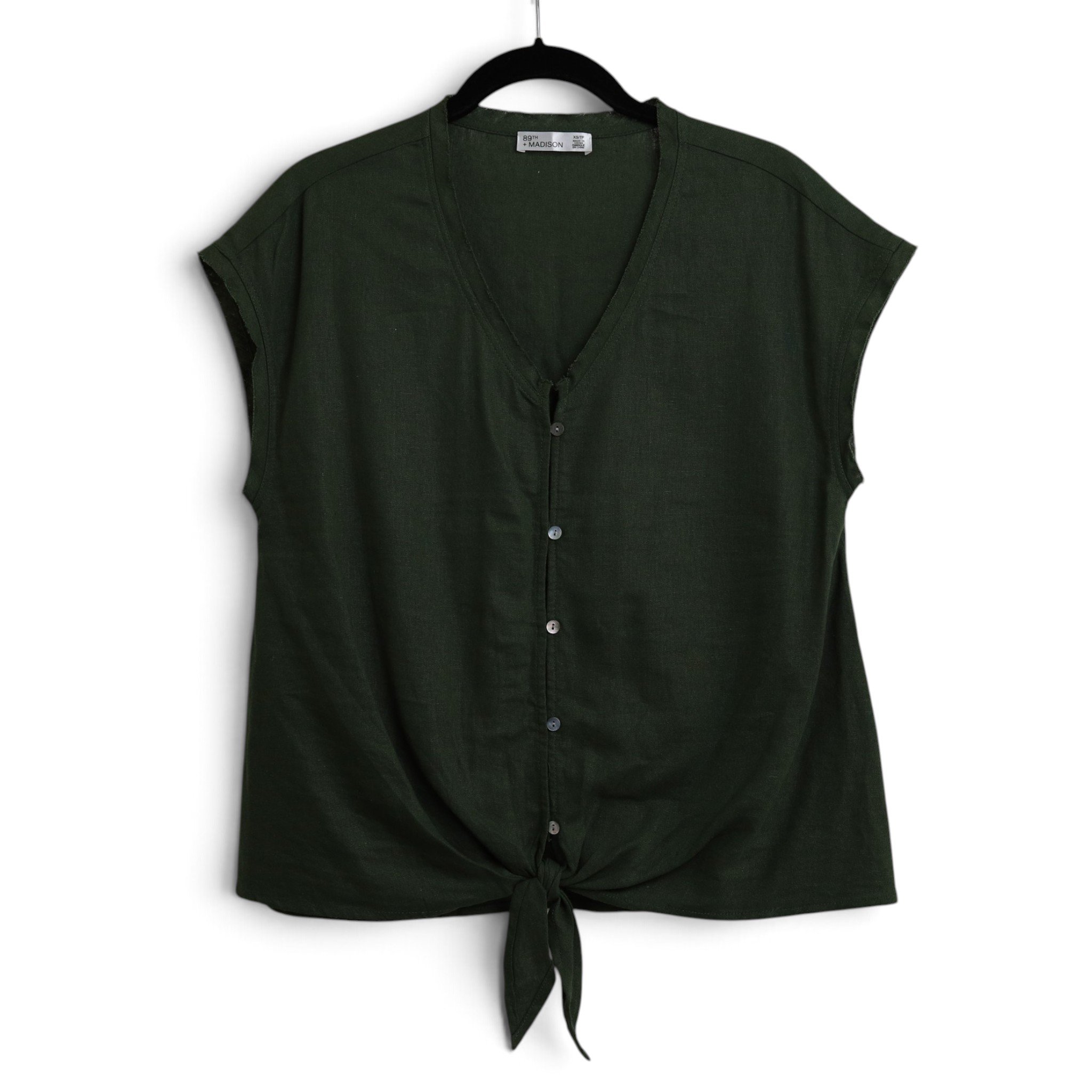 Green Tie-Front Blouse