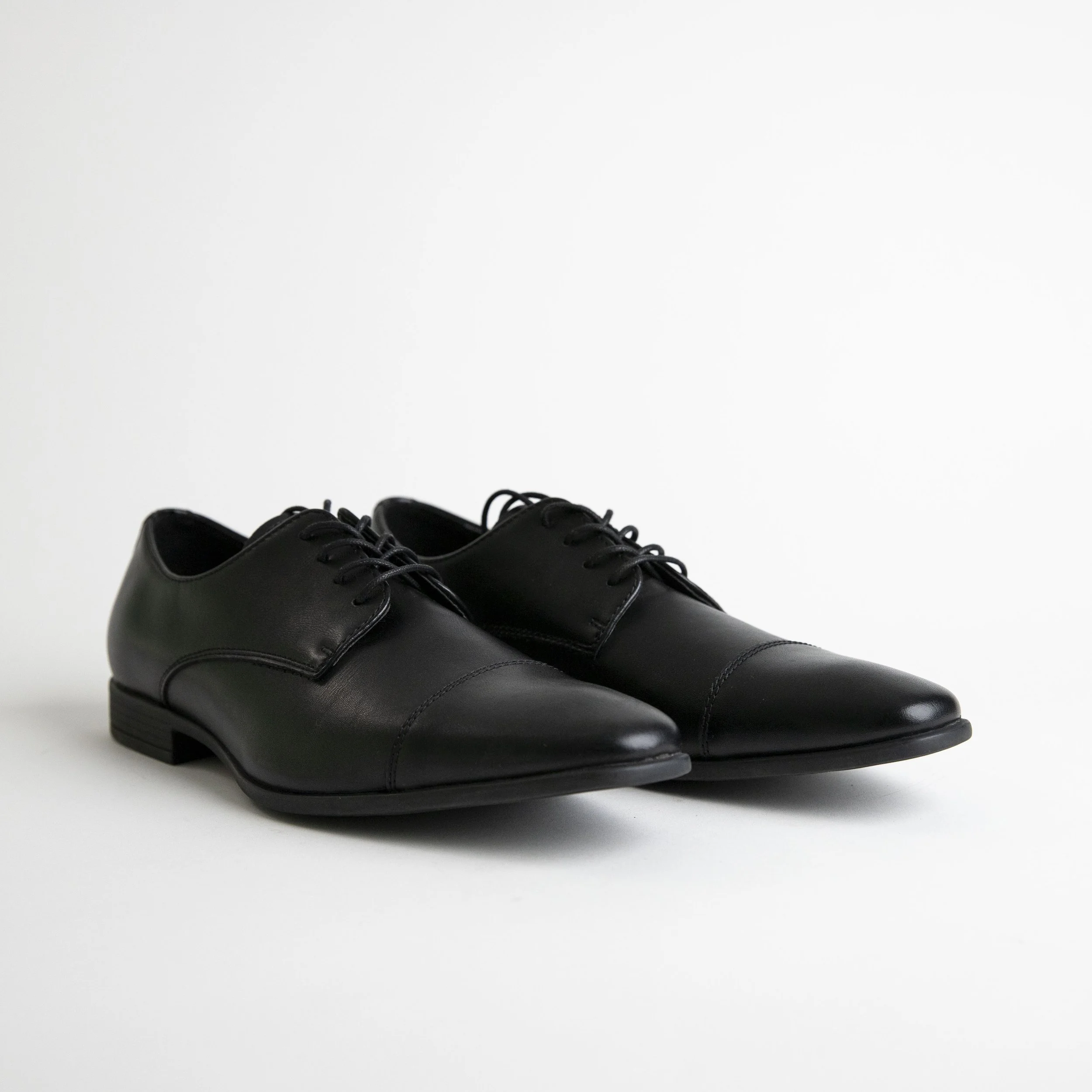 Black Faux Leather Lace Up Dress Shoes