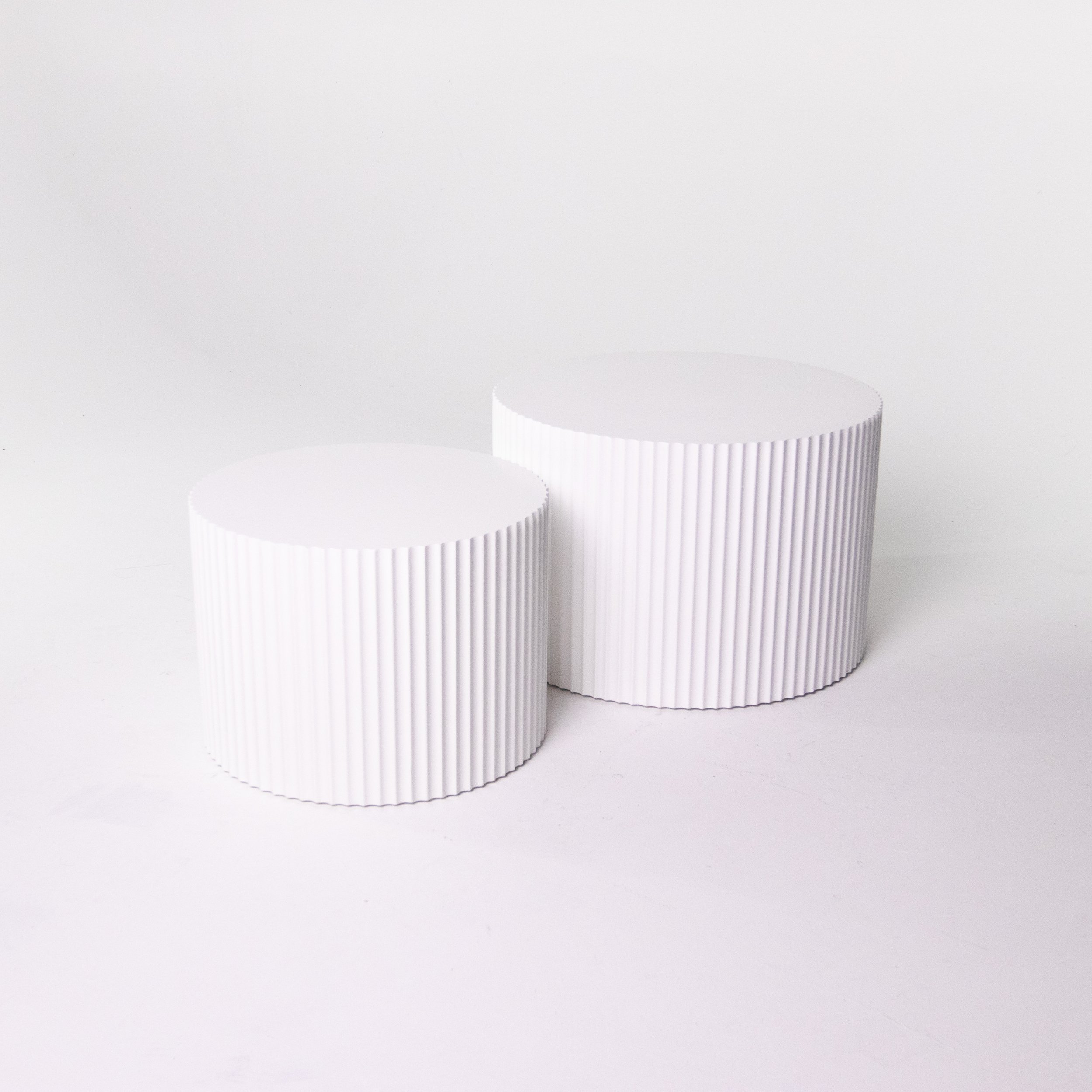 White Fluted Nesting Table Set