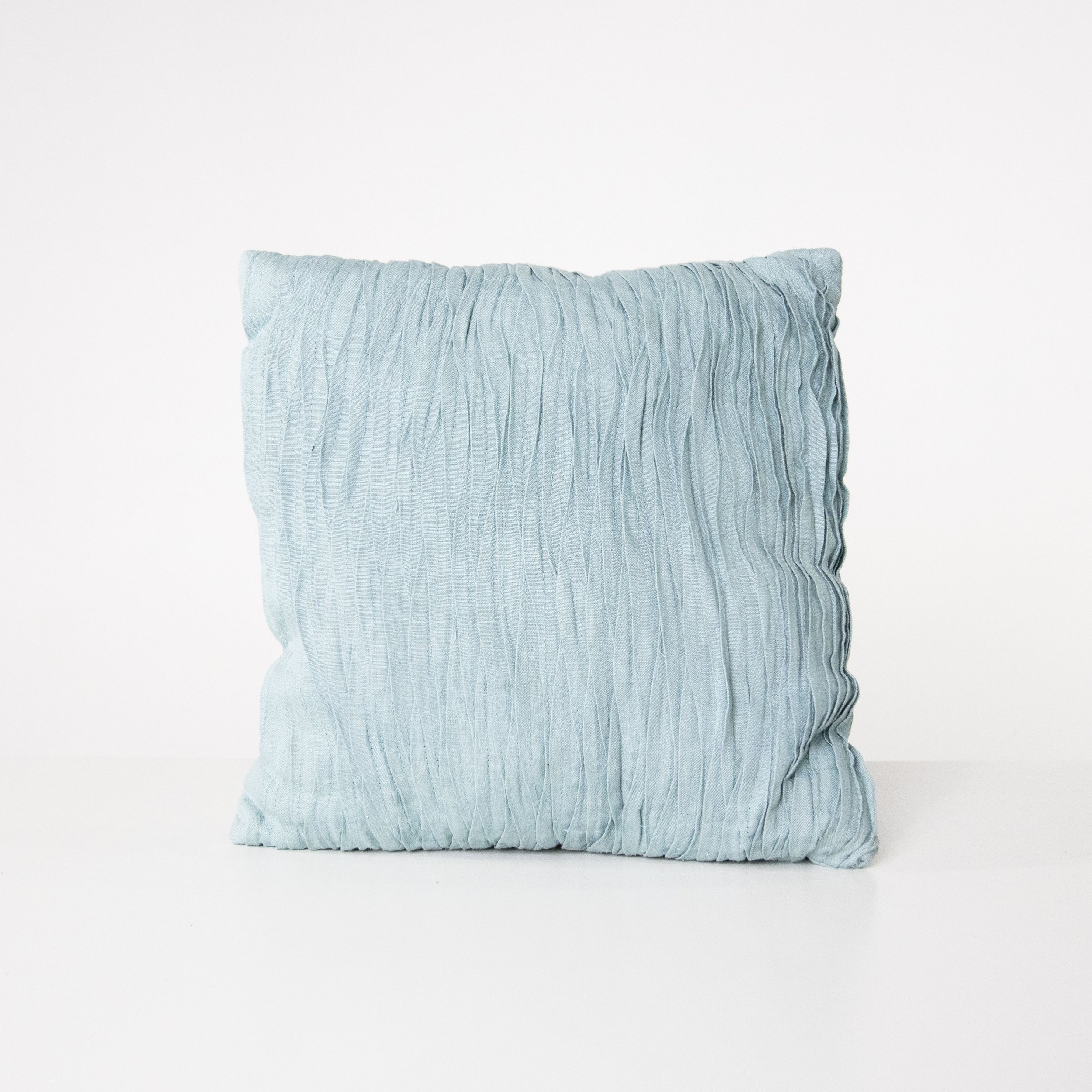 Ruched Light Blue Square Pillow