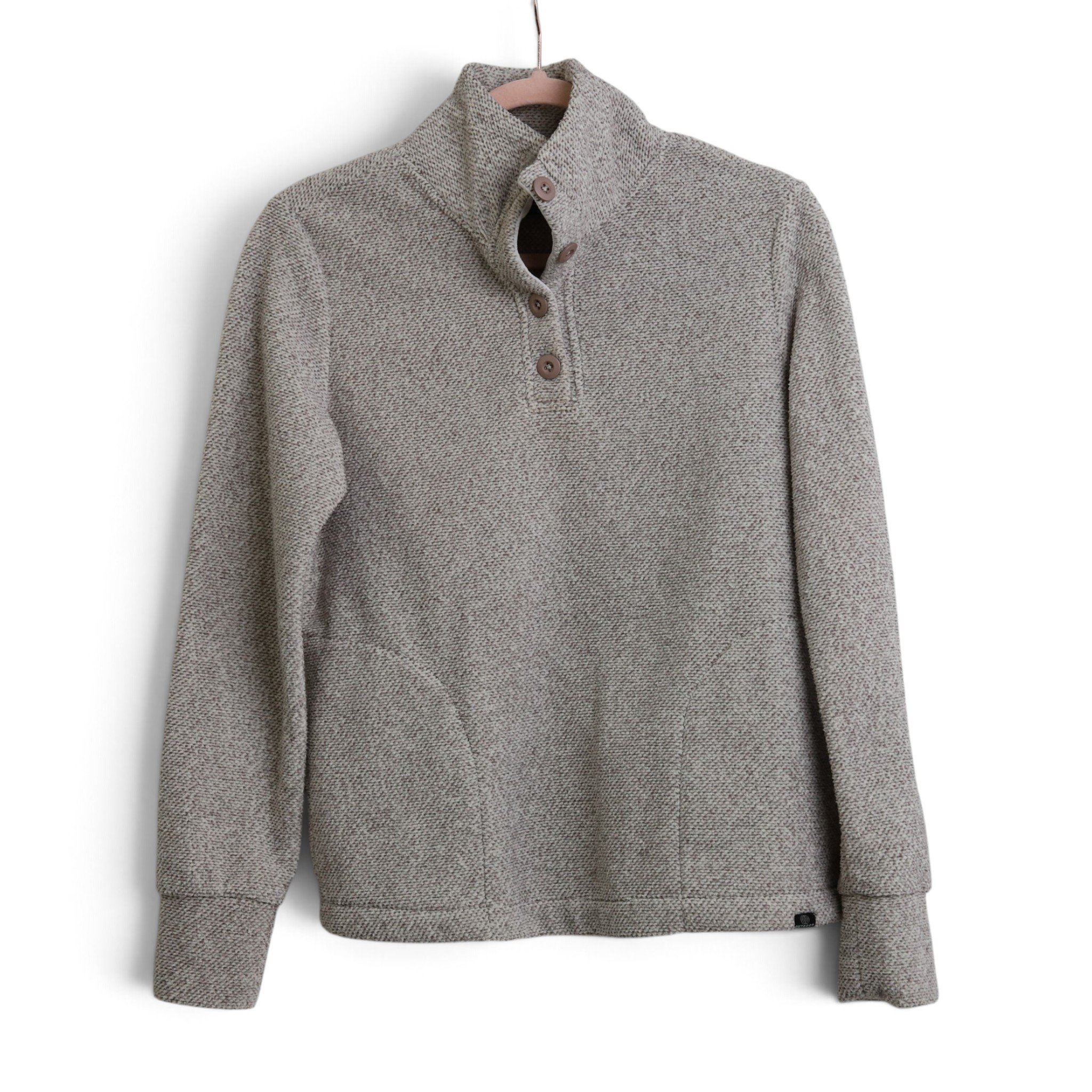 Speckled Gray Fleece Quarter Button Pullover