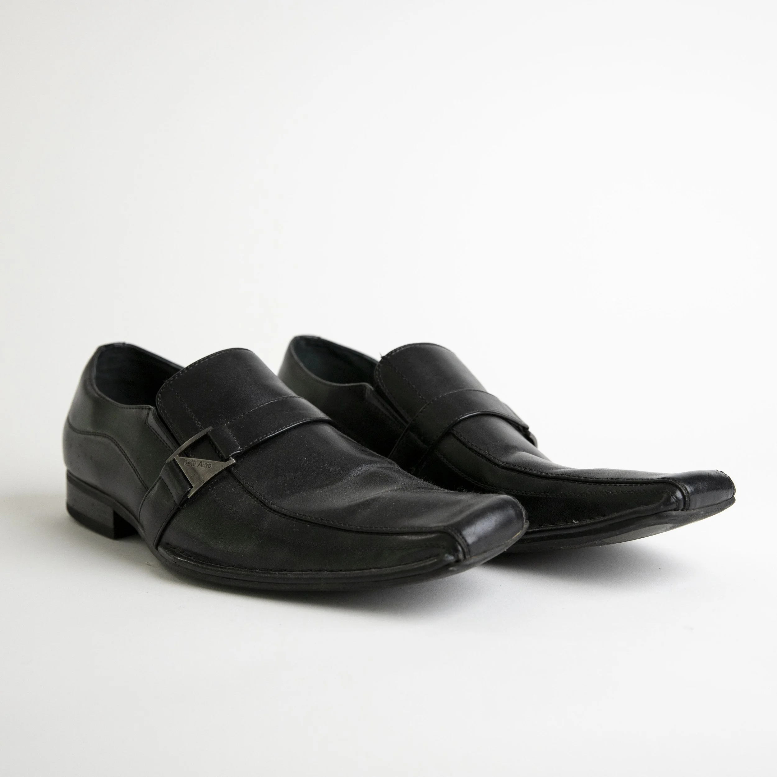 Black Leather Loafers With Silver Detail