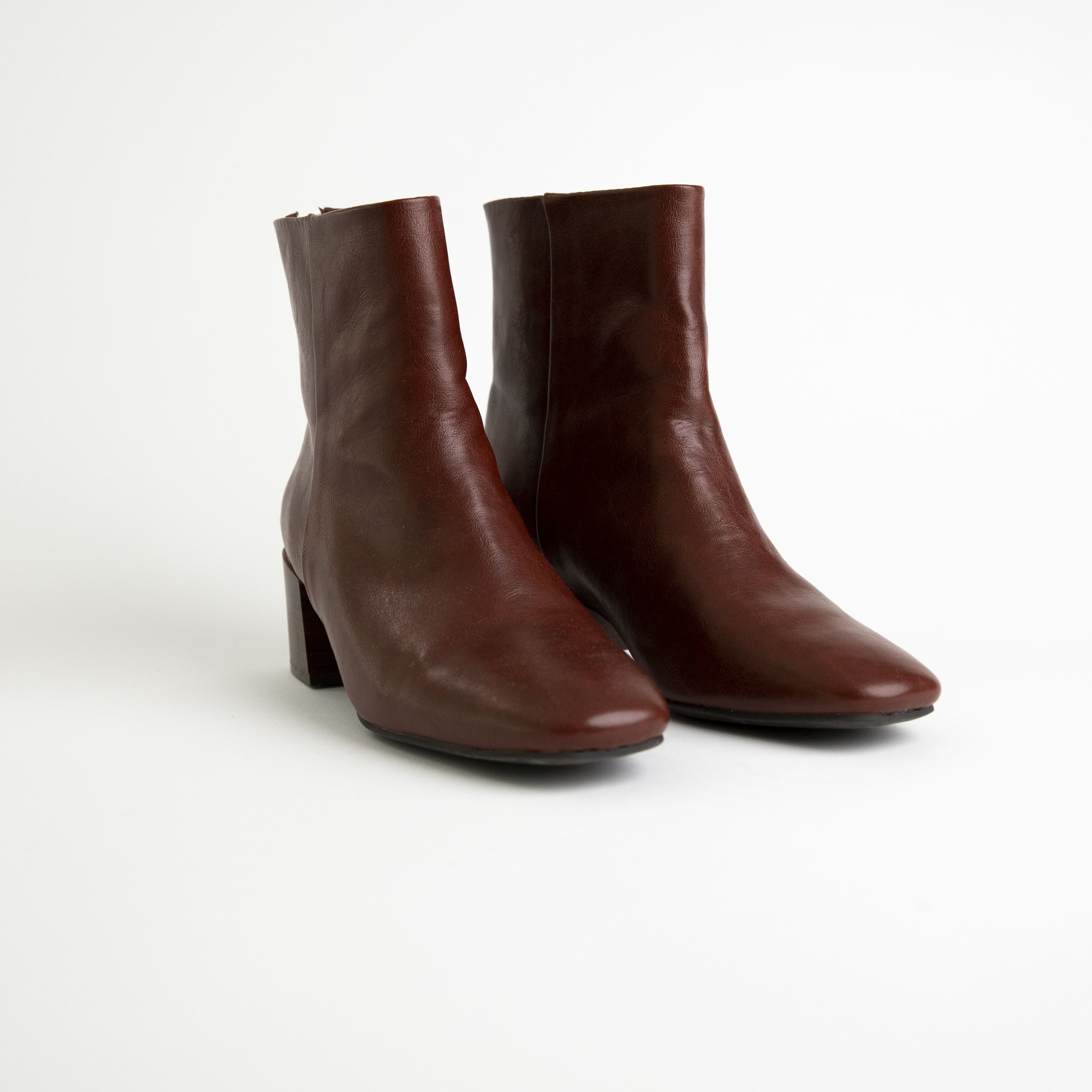 Maroon Block Heel Bootie