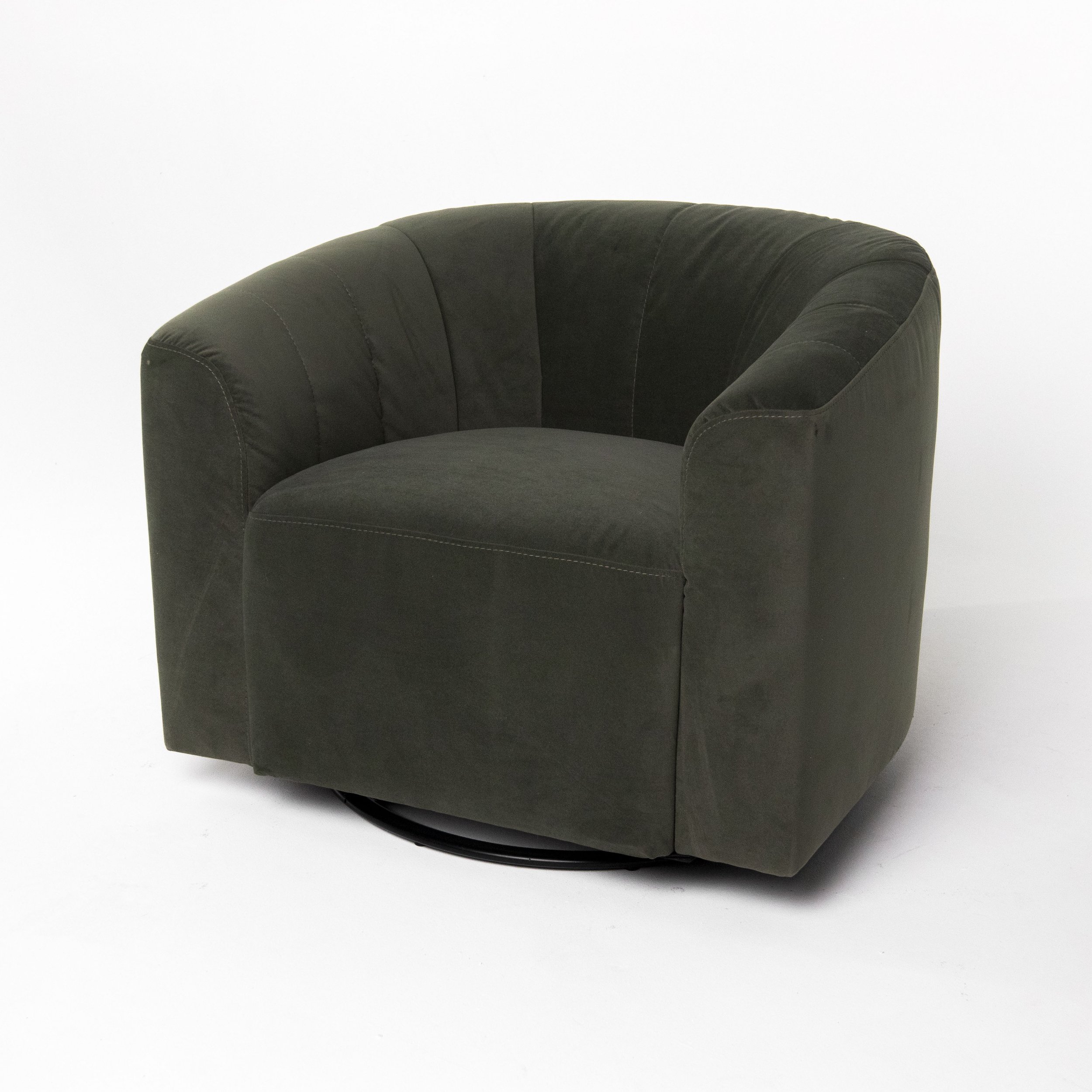 Green Suede Swivel Armchair
