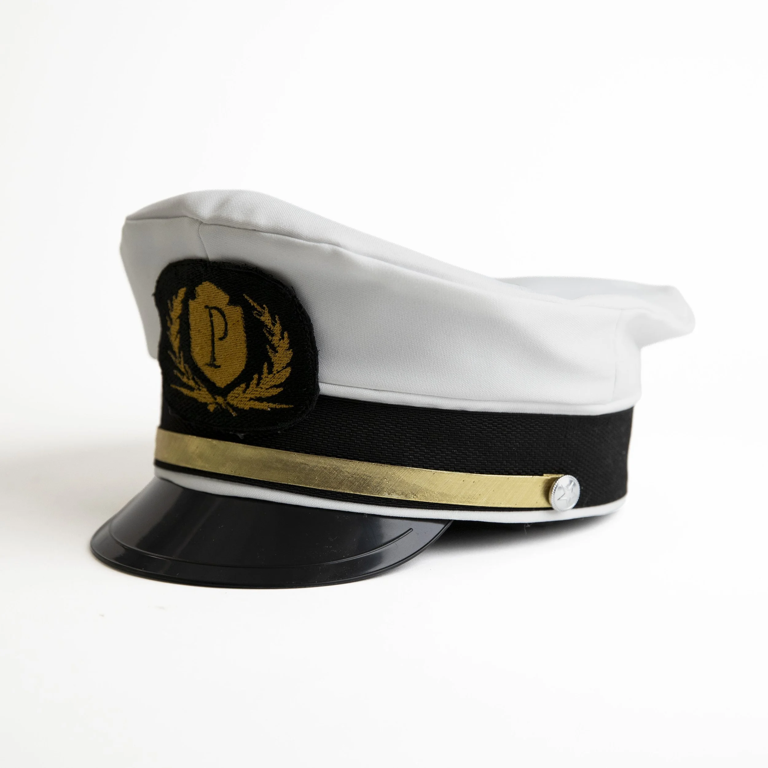 White/Black/Gold Boat Captain Hat