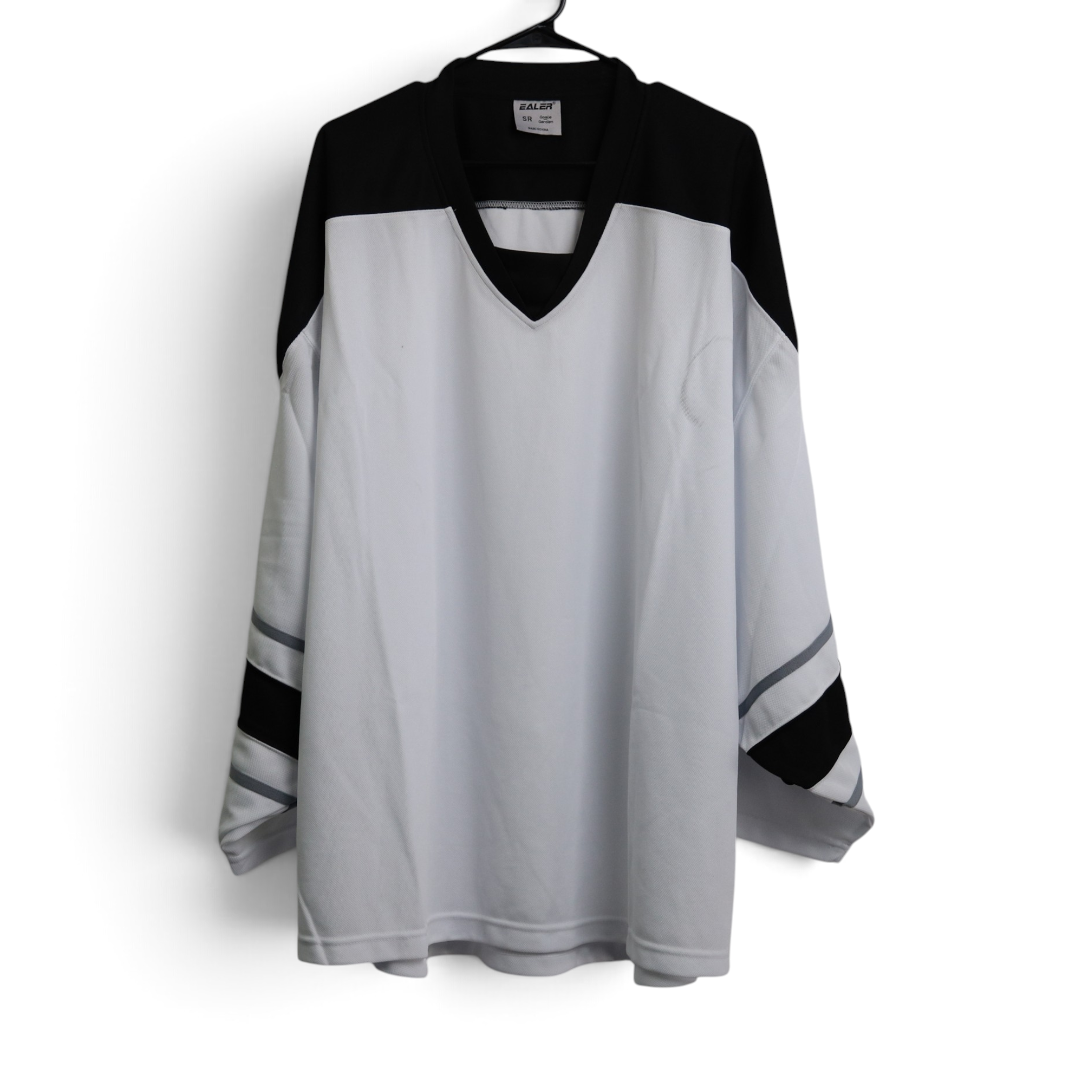 White And Black Goalie Hockey Jersey