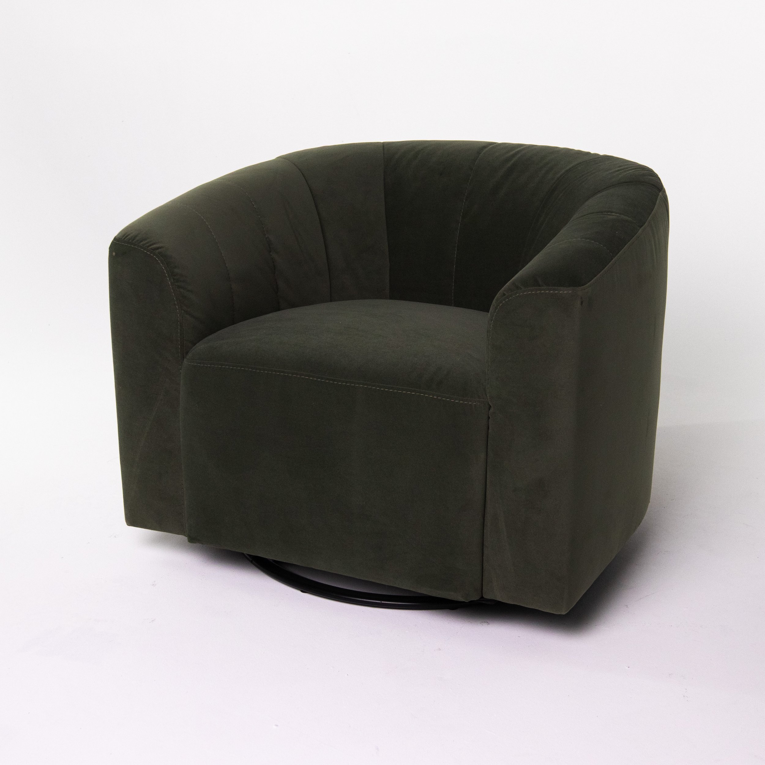 Green Suede Swivel Armchair