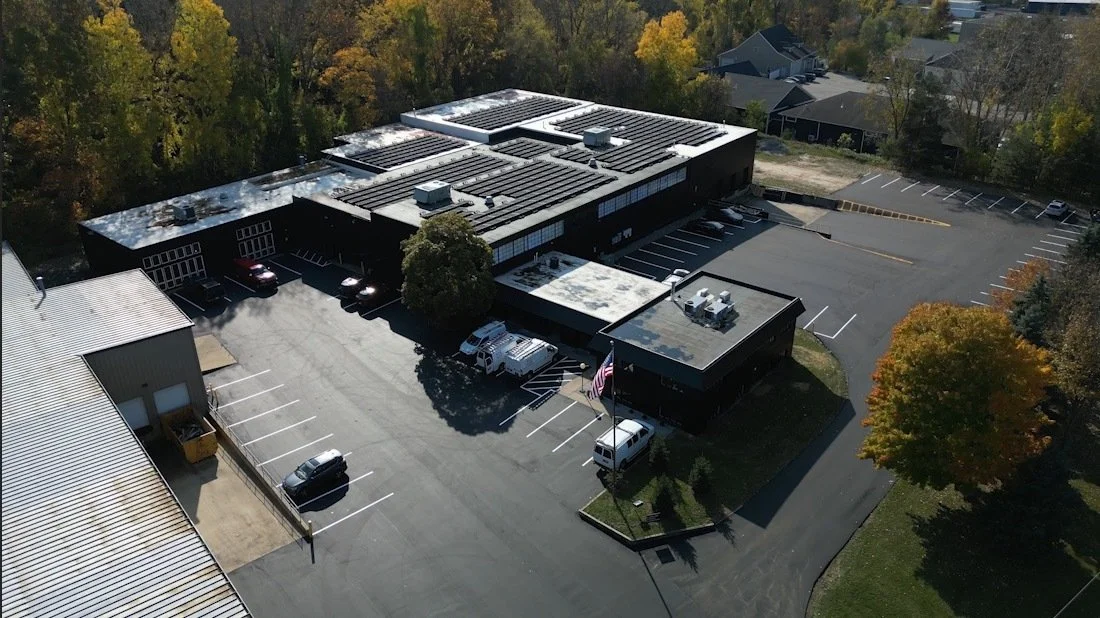 Drone view of IDEOLOGY and Golden Hour studio showcasing the expansiveness of the facility’s 33,000 square foot virtual production space.