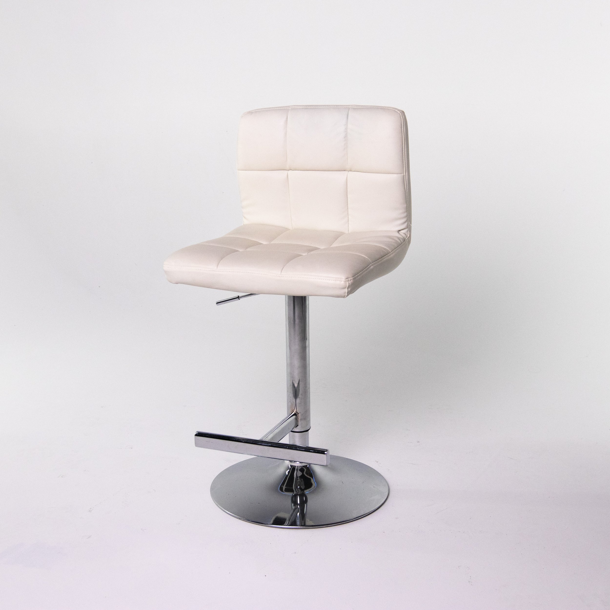White Upholstered Leather Barstool