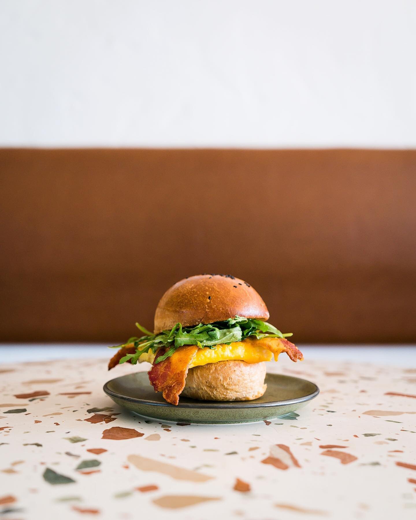 The NEW NEW on FRIDAY&rsquo;S. Ain&rsquo;t she cute? 8a until it&rsquo;s gone.

The Brekkie Sandwich &mdash;
Black sesame seed brioche bun + egg souffl&eacute; + secret sauce + sharp cheddar + arugula greens + add bacon, if you wanna.