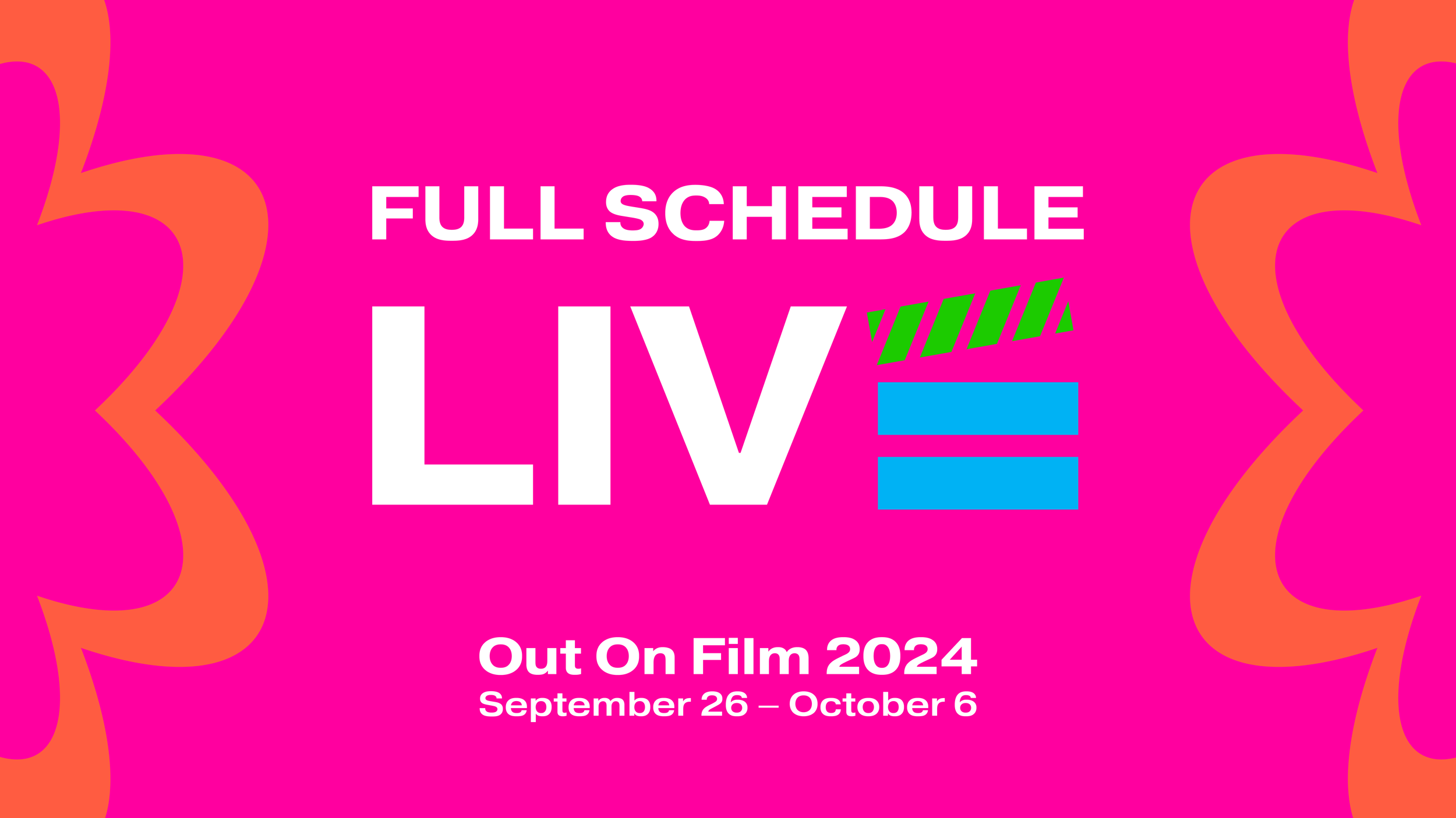 Graphic for Out On Film 2024 - saying the full schedule in now live
