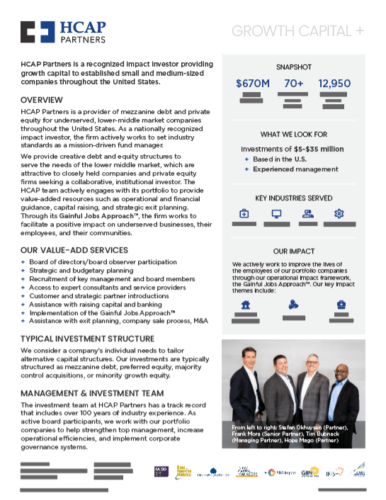 HCAP Partners Fact Sheet