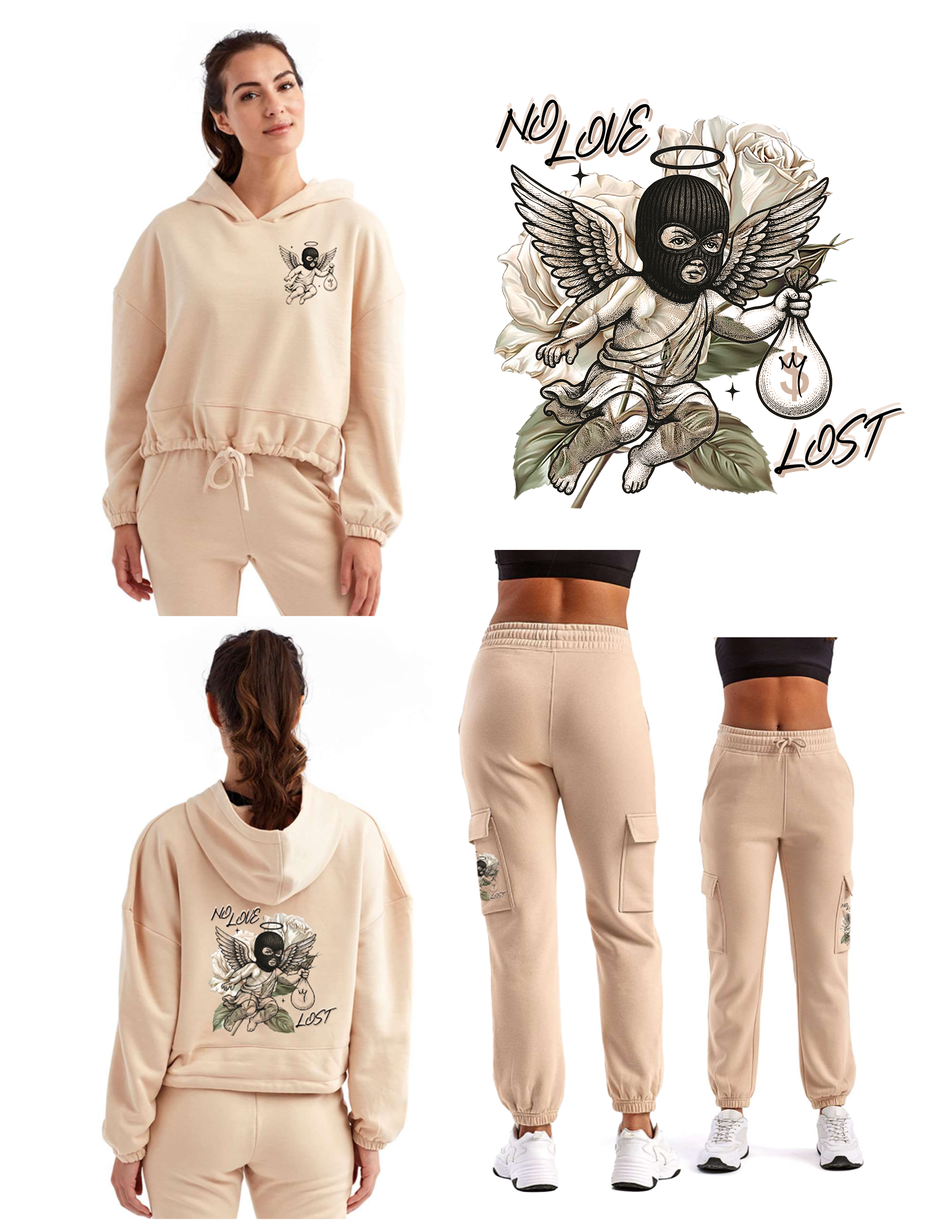 No Love Lost Crop Hoodie & Jogger Set