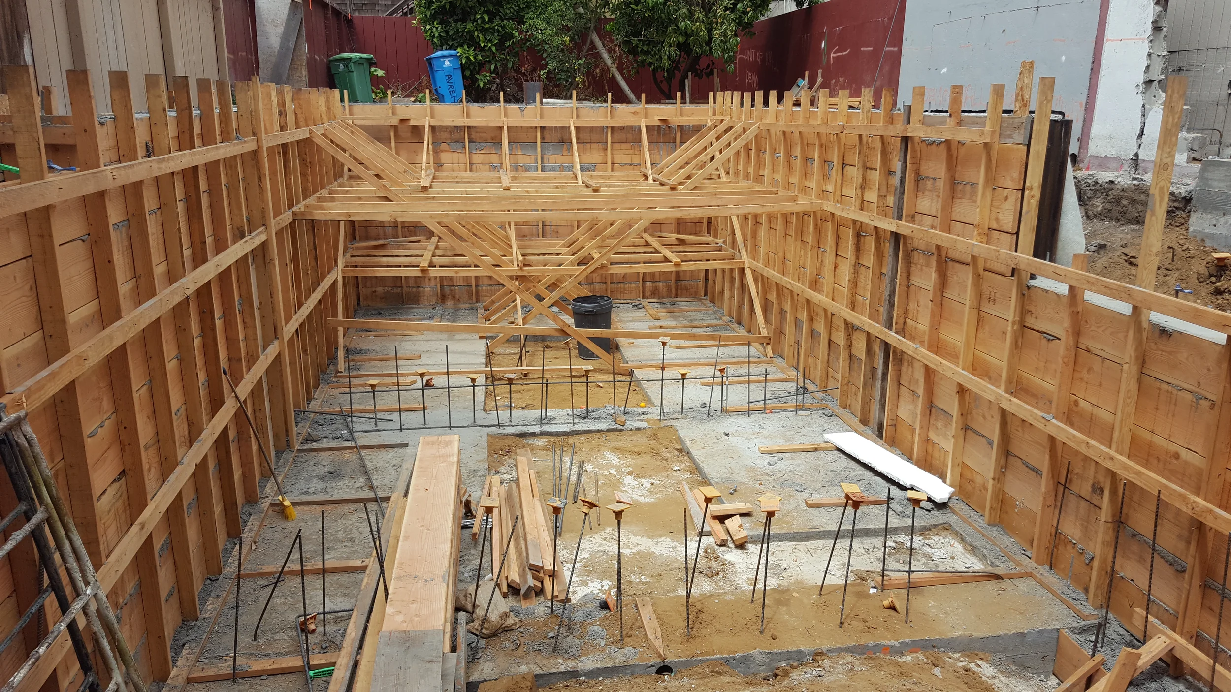 Foundation reinforcement and forms prepared for concrete work — San Francisco Bay Area condo general contractor