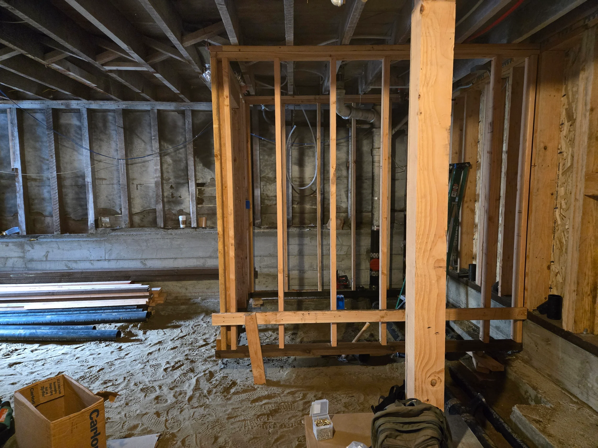 Structural post and beam supports during ground-floor conversion in crawlspace — San Francisco Bay Area general contractor