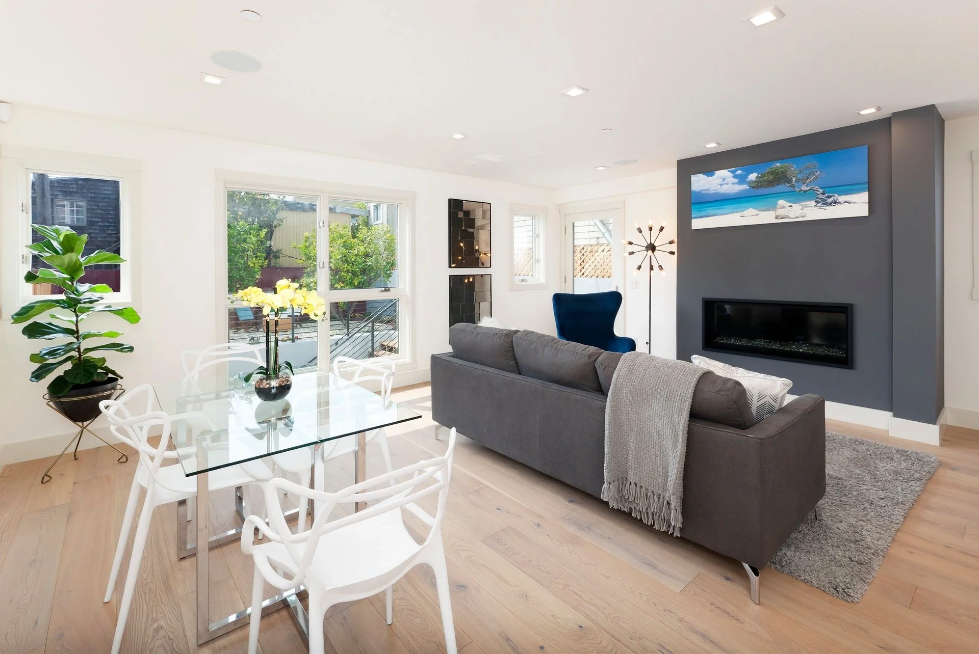 Condo balcony deck with modern railing and city skyline views — San Francisco Bay Area general contractor