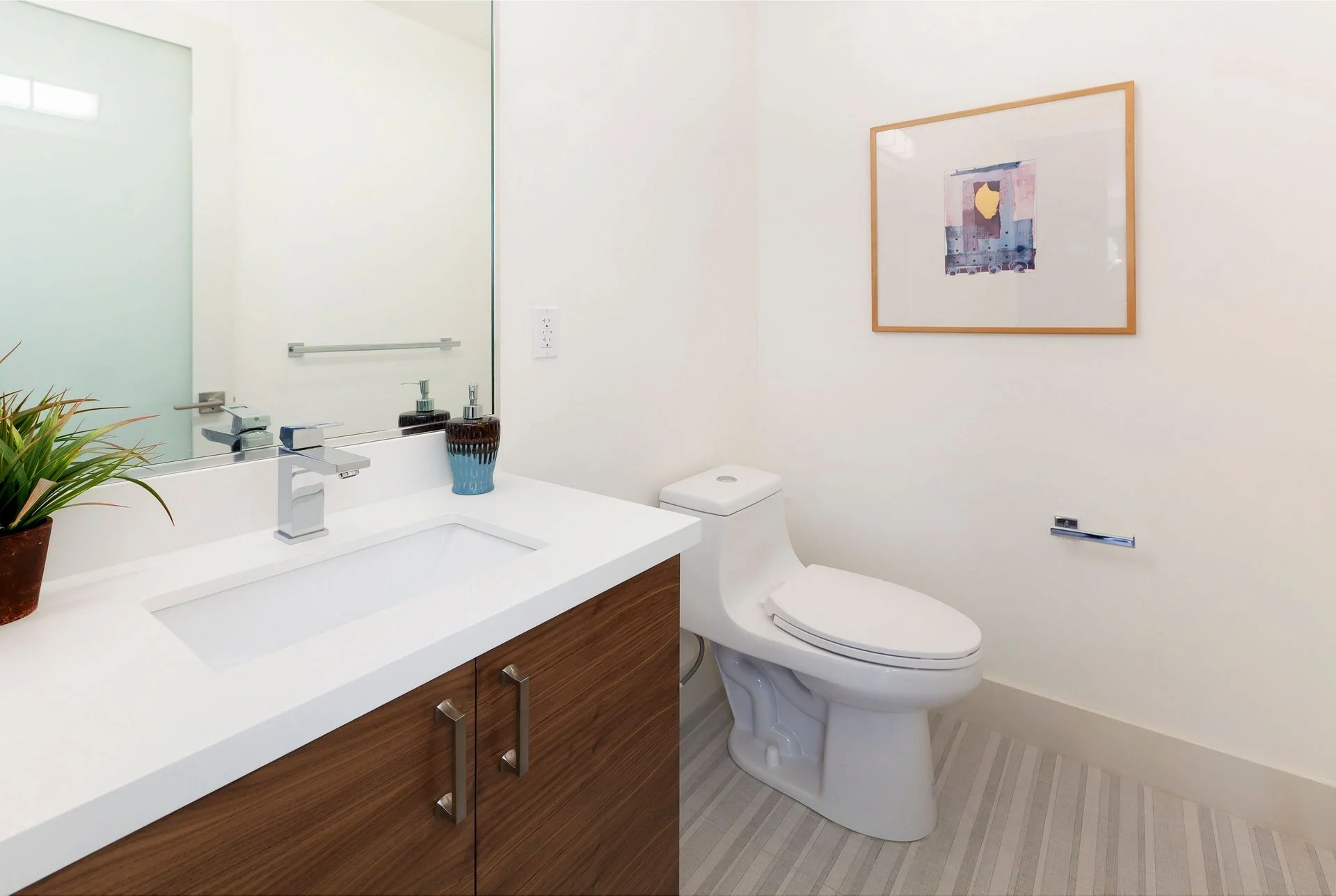Clean bathroom update with modern vanity and toilet — San Francisco Bay Area general contractor