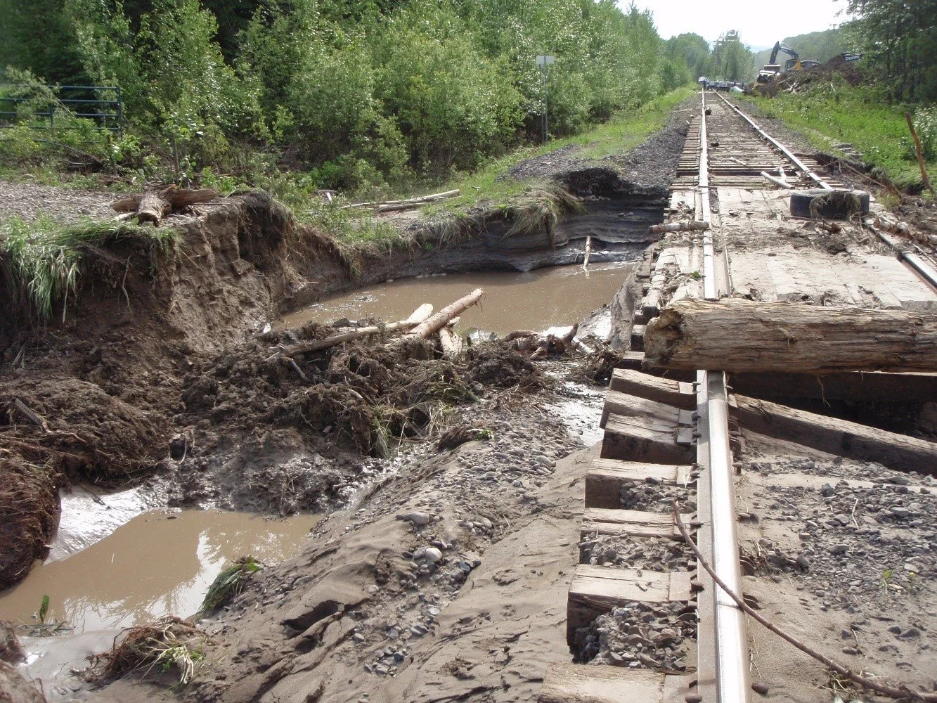 Flood damage affecting railway infrastructure and the surrounding environment
