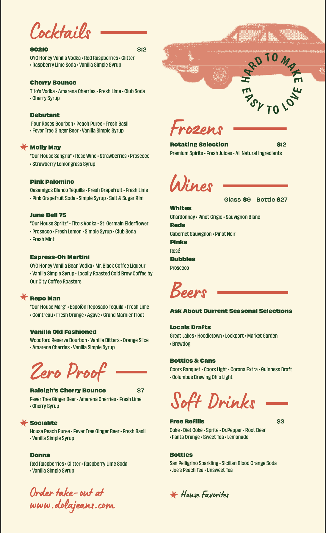 Dola Jean's Summer Menu Page 2