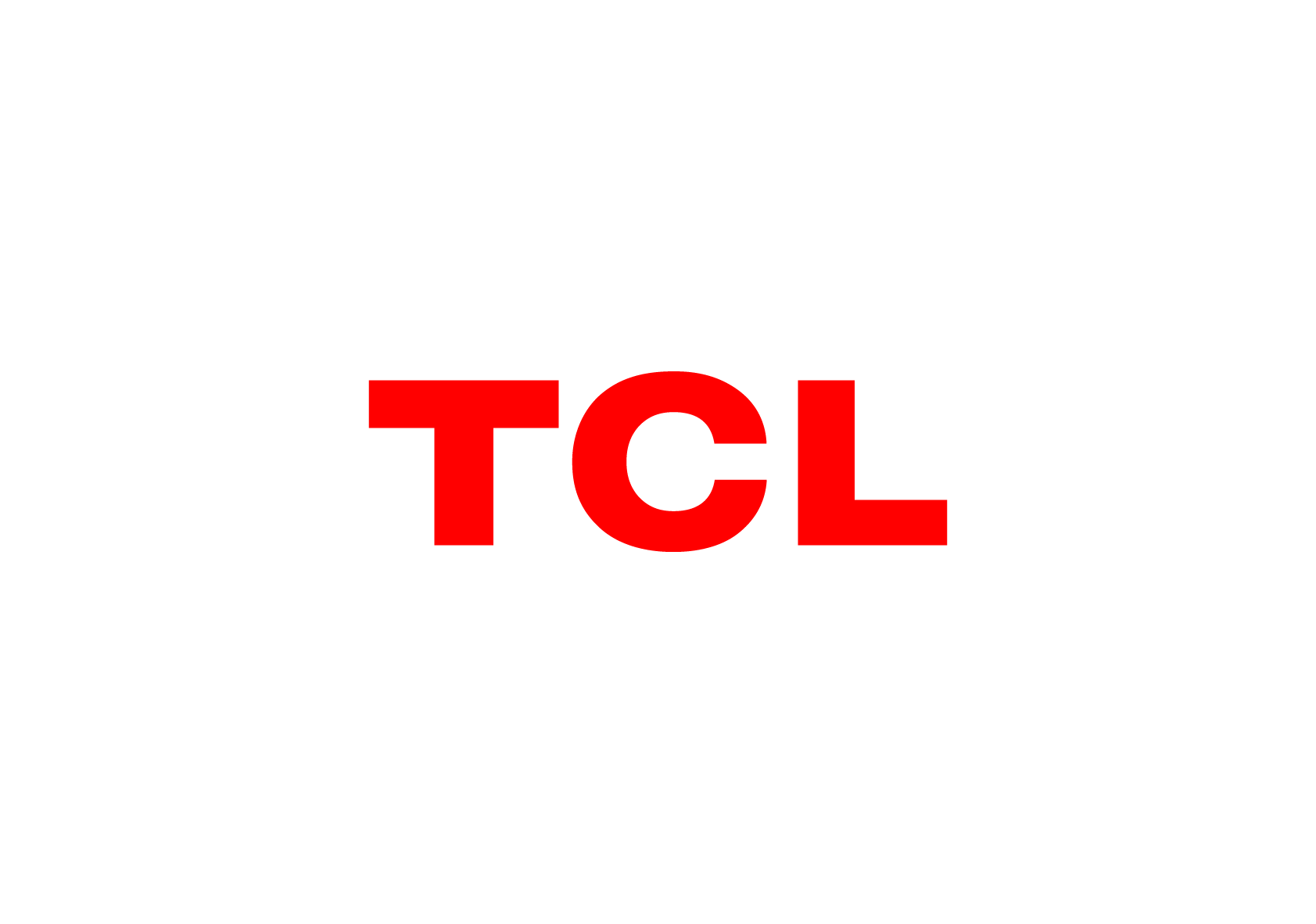 TCL logo in red over a black background.