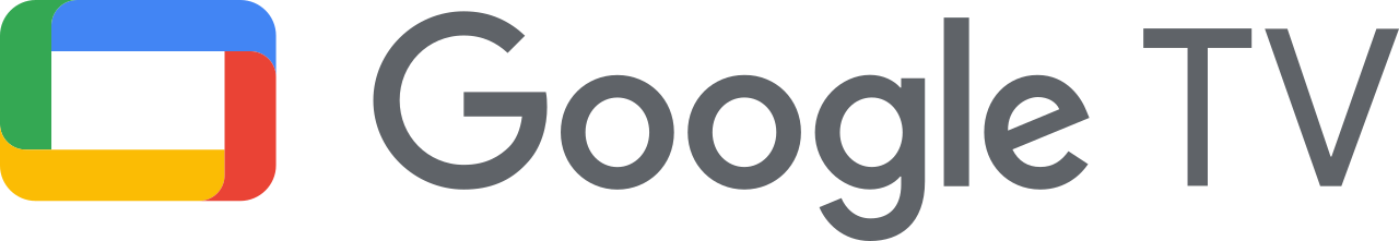 Google TV logo with a colorful square icon and the text 'Google TV' in gray.
