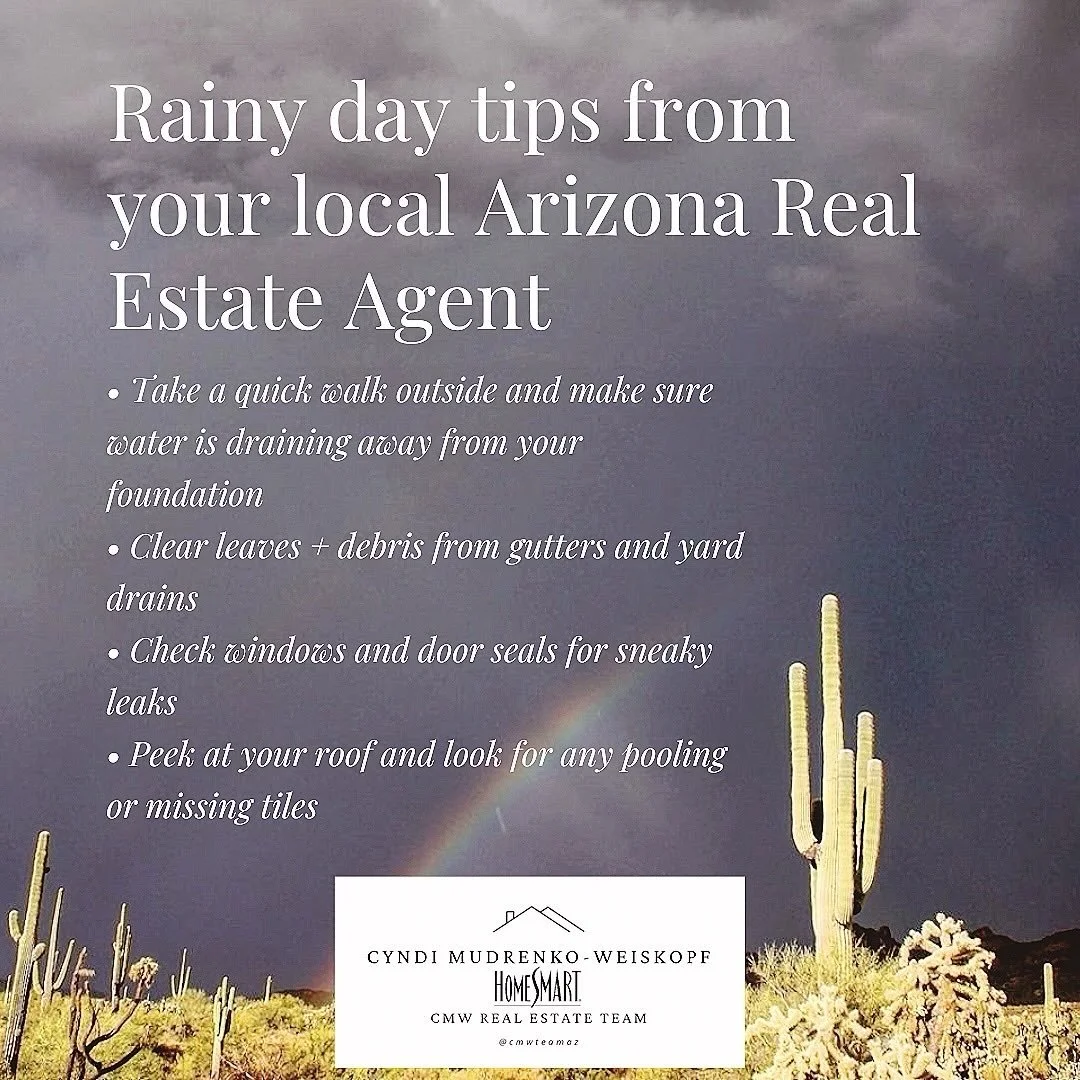 AZ residents when it rains:
&ndash; Cancel plans ✔️
&ndash; Stare out the window ✔️
&ndash; Take 37 photos of the sky ✔️

While you&rsquo;re soaking it in, do a quick home check:
&bull; Roof + gutters
&bull; Yard drainage
&bull; Doors + windows

We w