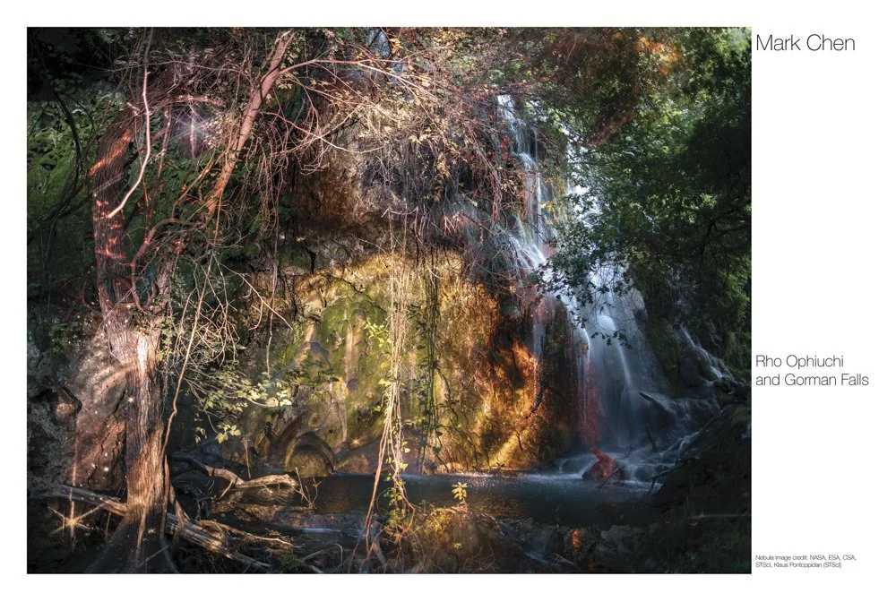 Postcard, autographed: Rho Ophiuchi and Gorman Falls
