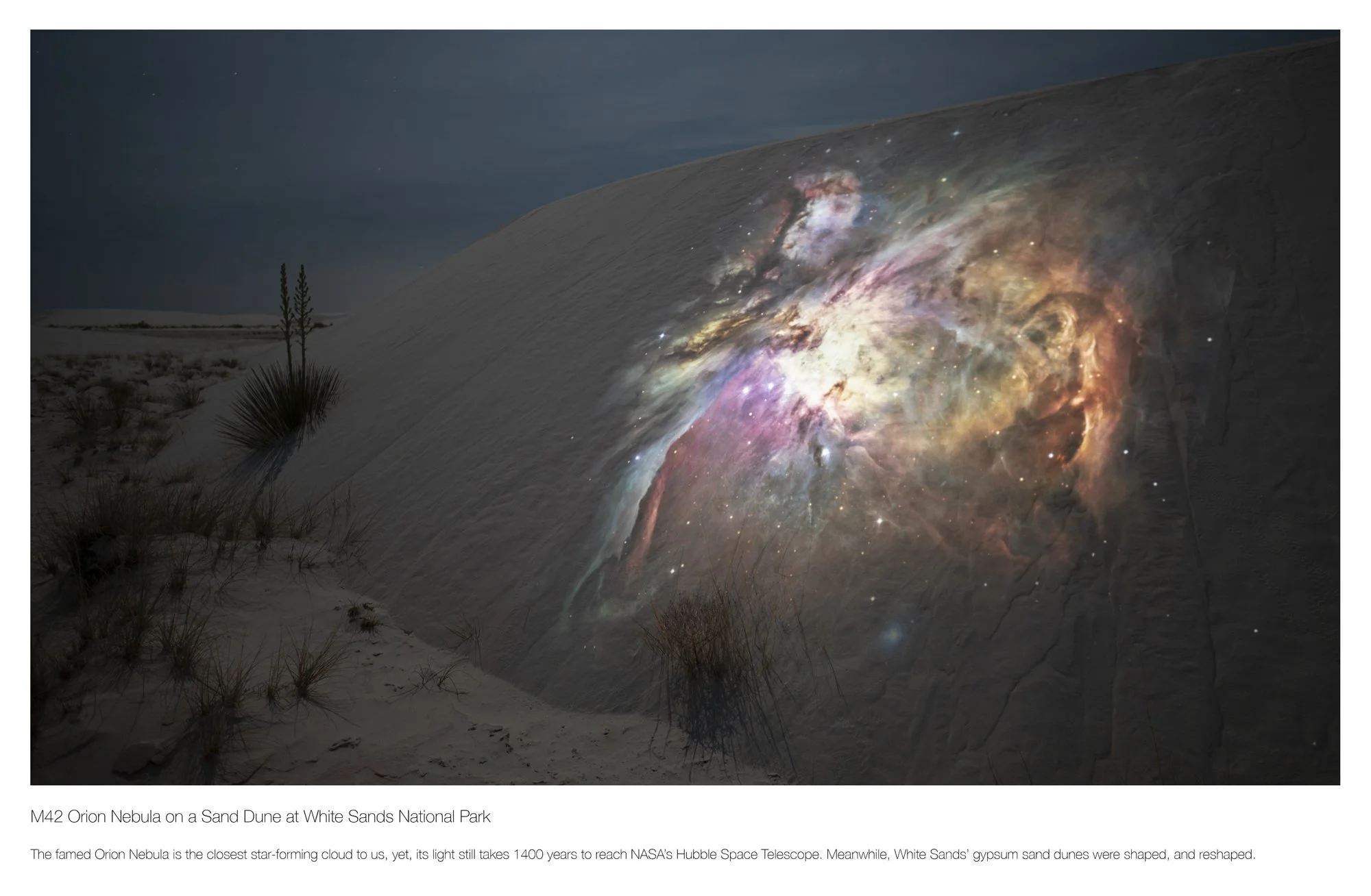 Poster # 2 M42 Orion Nebula on Sand Dunes at White Sands National Park