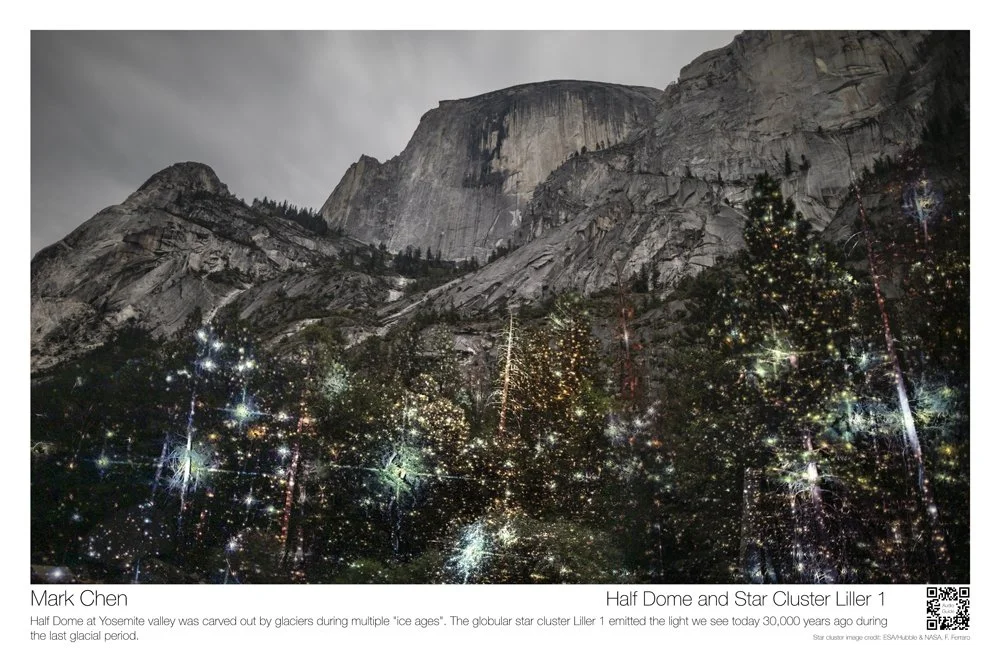 Postcard, autographed: Half Dome and Star Cluster Liller 1