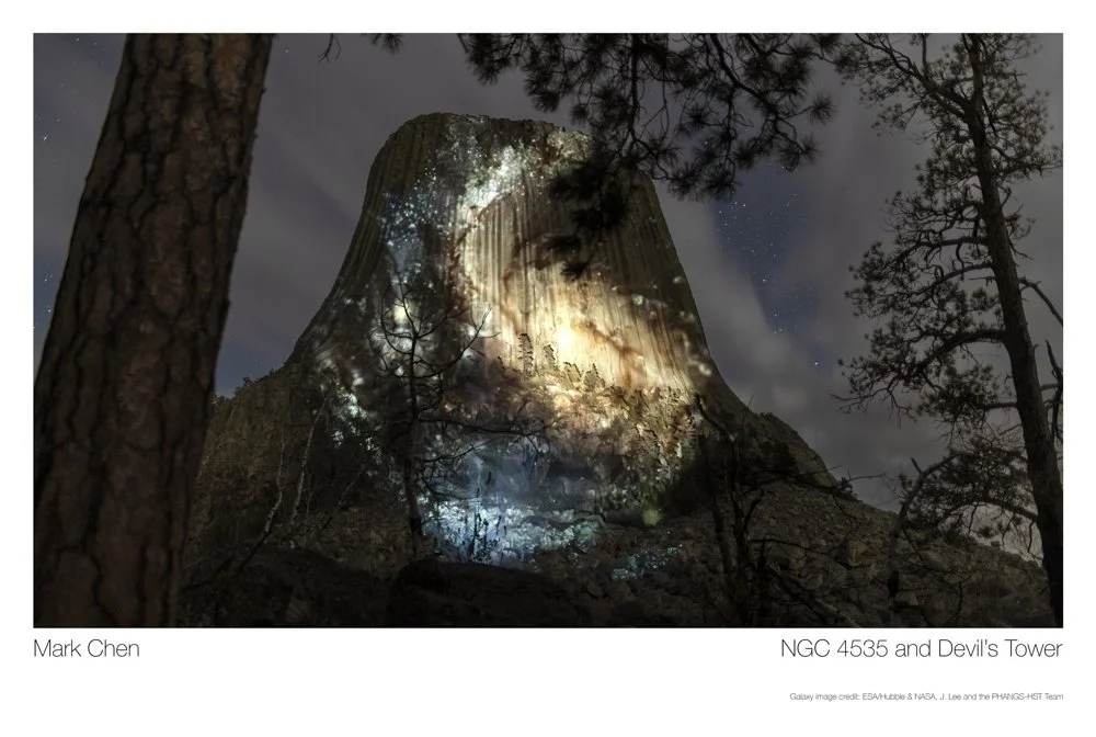 Postcard, autographed: Devil’s Tower and NGC 4535