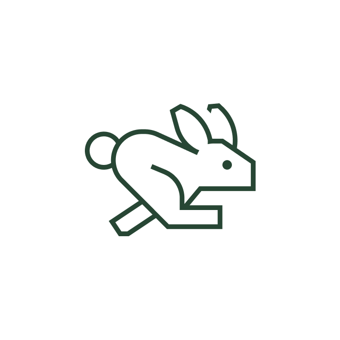 A minimalist, black line drawing of a mouse, with a dog's face superimposed on top of it, creating a hybrid animal.