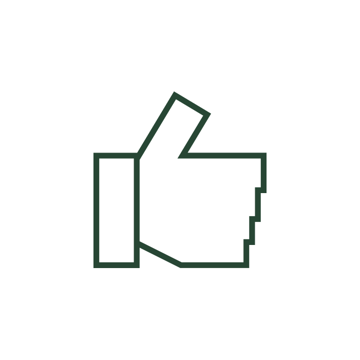 Outline drawing of a thumbs-up icon with the words 'Good job!' above it.