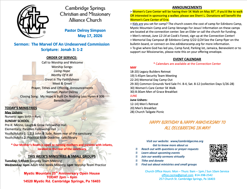 May 17 2026 Bulletin