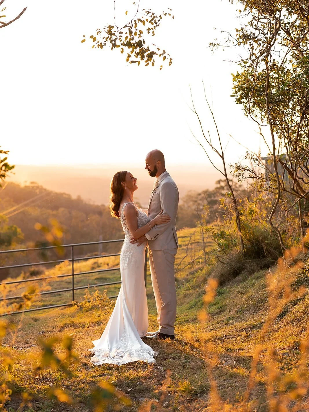 Golden hour with Leah + Adam 💫⁠
⁠
Wedding suppliers:⁠
⁠
Photographer &amp; videographer @figtreepictures⁠
Venue @rainforestgardens⁠
Celebrant @marriedbyjake⁠
Cake @petalandpeach.bakery⁠