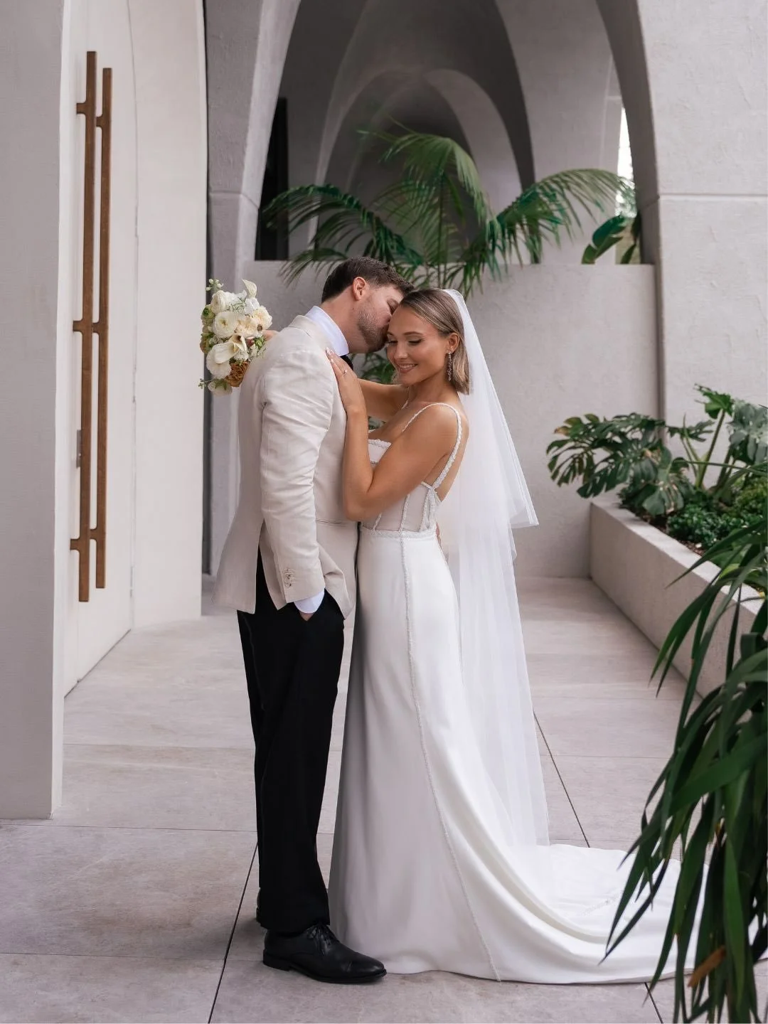 A modern editorial look for Natalia + Sean. The Mondrian Gold Coast delivering a clean elegant backdrop for their wedding day.⁠
⁠
Photographer &amp; videographer @figtreepictures⁠
Venue @mondriangoldcoast⁠
Celebrant @nickiamoscelebrant⁠
Florist @wedd