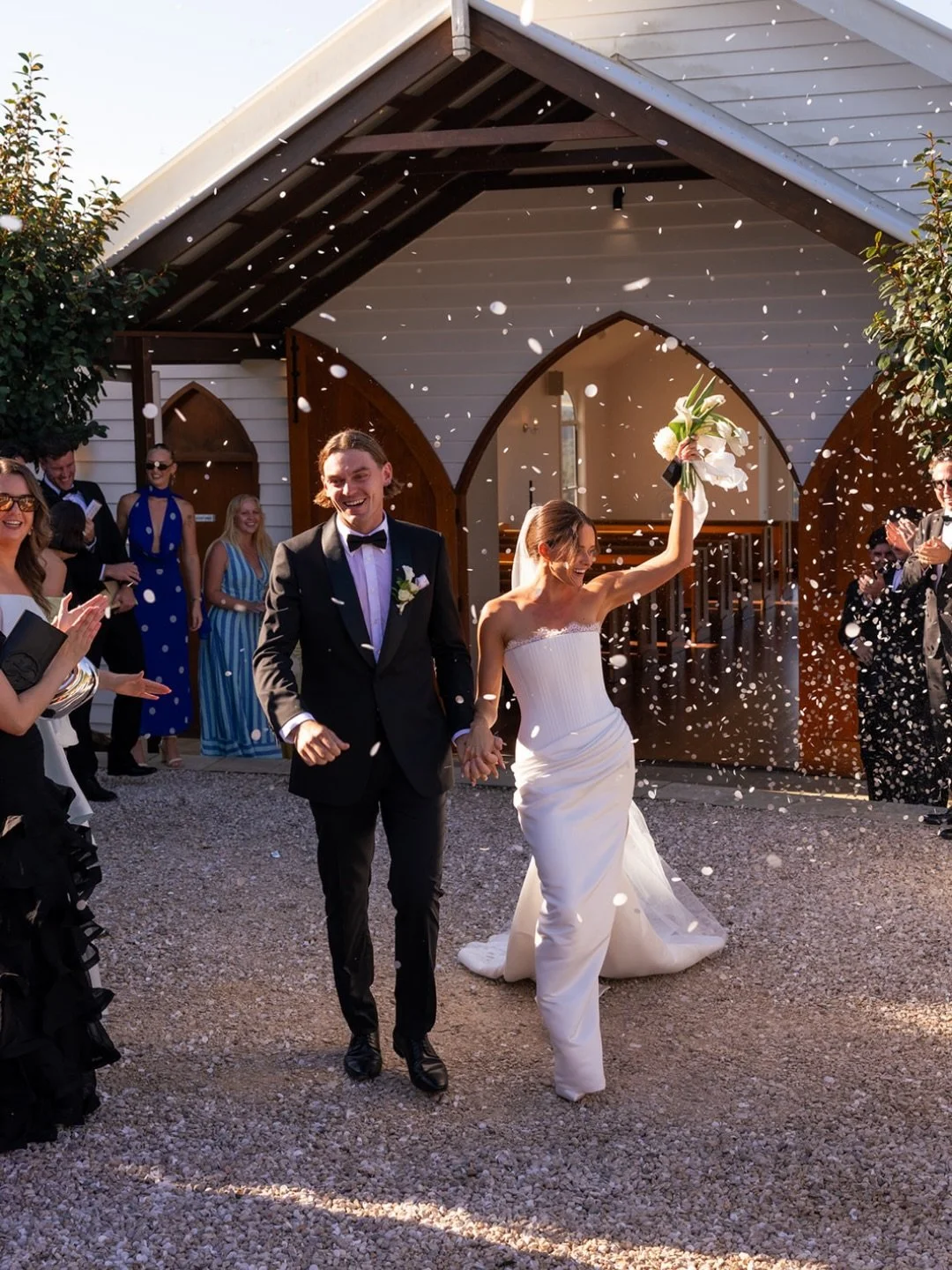 That just married feeling with Caitlin + Corey 🤍⁠
⁠
Photographer @figtreepictures⁠
Venue @summergroveestate⁠
Celebrant @saraharcherweddings⁠
Content creator @moments_bykait⁠
Dress @kyhabride⁠
Makeup @madiwolfemua⁠
Hair @bridalknot⁠
Entertainment @pa
