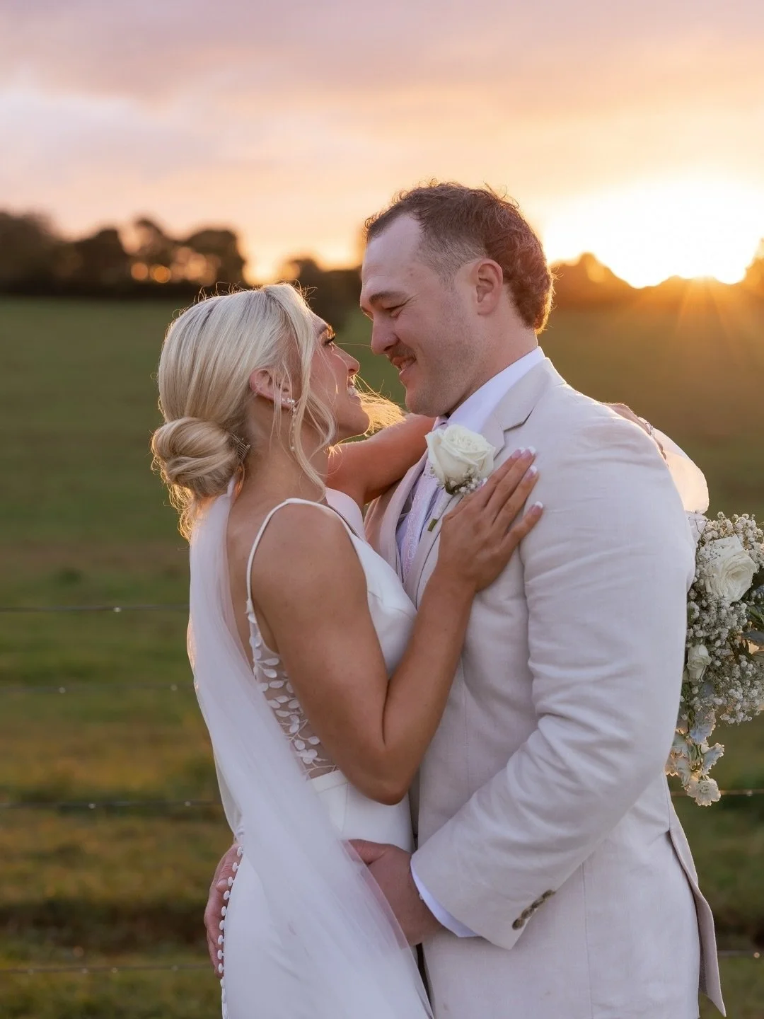 Rosewood Estate glowing at golden hour with Olivia + Tyler.⁠
⁠
Photographer &amp; videographer @figtreepictures⁠
Venue @rosewood.estate 
Celebrant @loveworx 
Co-ordination, florist &amp; stylist @ivybleu.com.au 
Dress @mwlbride 
Suit @tarocash 
Makeu