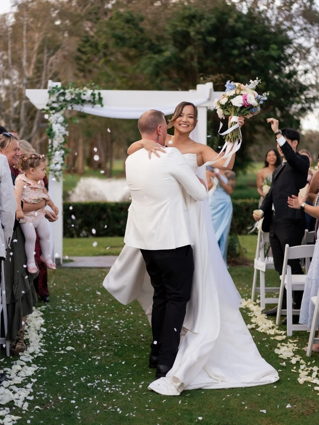 These two 🥺 What a celebration Hang + Kane&rsquo;s wedding was! 

Photographer @figtreepictures
Venue @redlandbayweddings 
Florist @beccys.bridal.bouquets 
Content creator @contentbykris
Dress @noodzboutique 
Makeup @sarahthongmua
Hair @leighmccoy_
